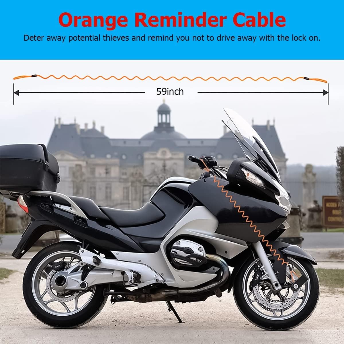 Motorcycle Alarm Disc Brake Lock, Anti-Theft Security 110Db Alarm Sound, Waterproof Wheel Padlock with Keys and Reminder Cable, Auto Accessories for Motorbike, Scooter, Bike, Moped (Black) image number 5