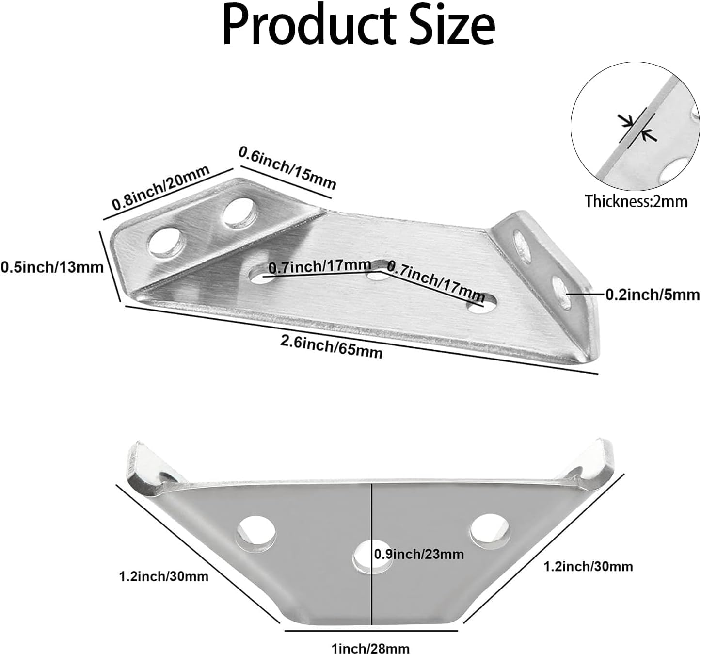 20 Pack Universal Stainless Steel Furniture Corner Connector, Stainless Steel Angle Corner Brackets for Shelf Cabinet Table Chair, (Silver) image number 4