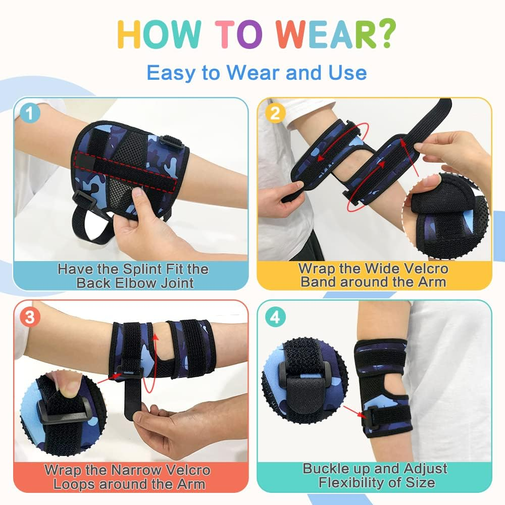 Thumb Sucking Stop for Kid Thumb Sucking Guard Nail Biting Treatment for Kids Finger Sucking Stop Biting Nails Prevention anti Thum Sucking Finger Hand Stopper Elbow Immobilizer Brace (Blue, 1PCS) - Blue image number 2