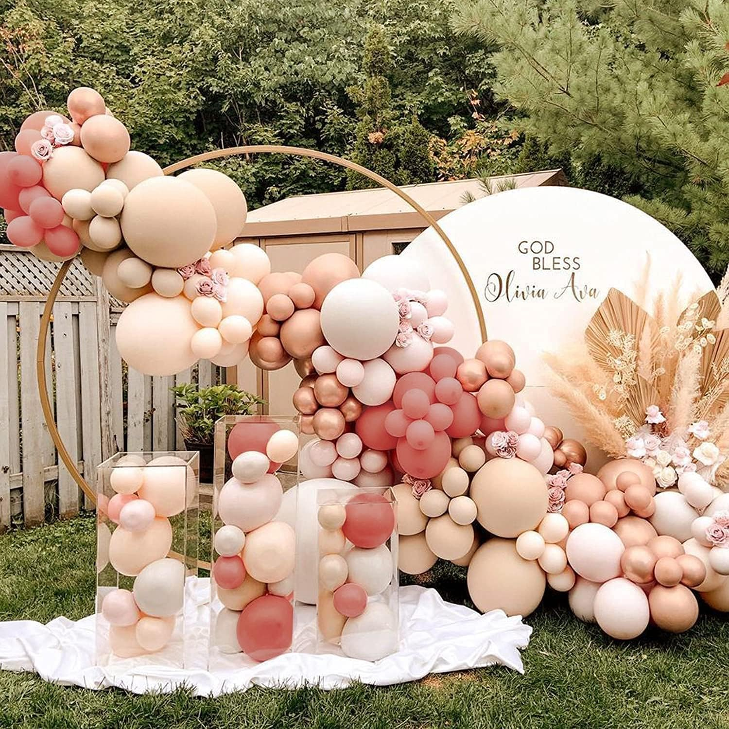 Uandhome Balloon Arch Garland Kit, Blush Nude Apricot Party Balloons for Retro Boho Wedding Baby Shower Bridal Engagement Anniversary Birthday Decorations image number 2