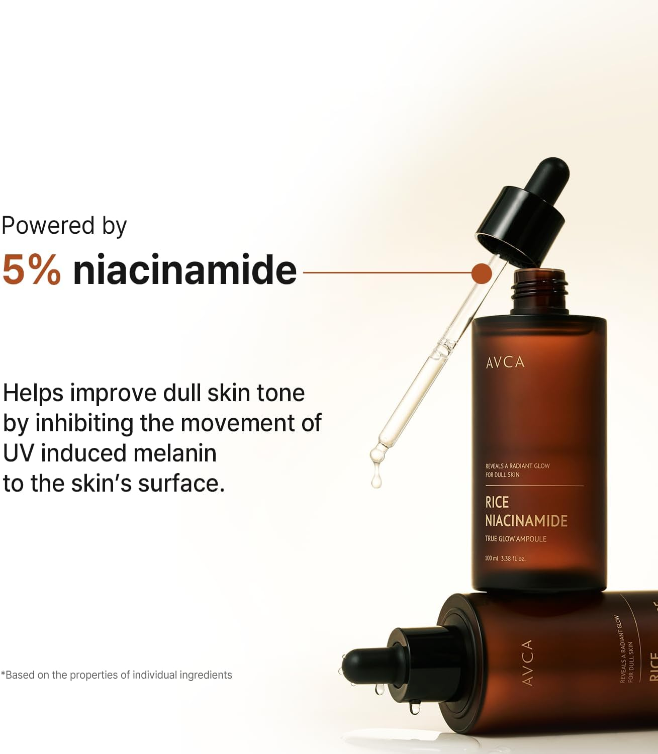 AVCA Rice + Niacinamide Serum 100Ml - Radiance-Boosting Face Serum with Rice Extract, 5% Niacinamide, Lightweight Hydration, Helps Refine the Look of Texture & Oil image number 3