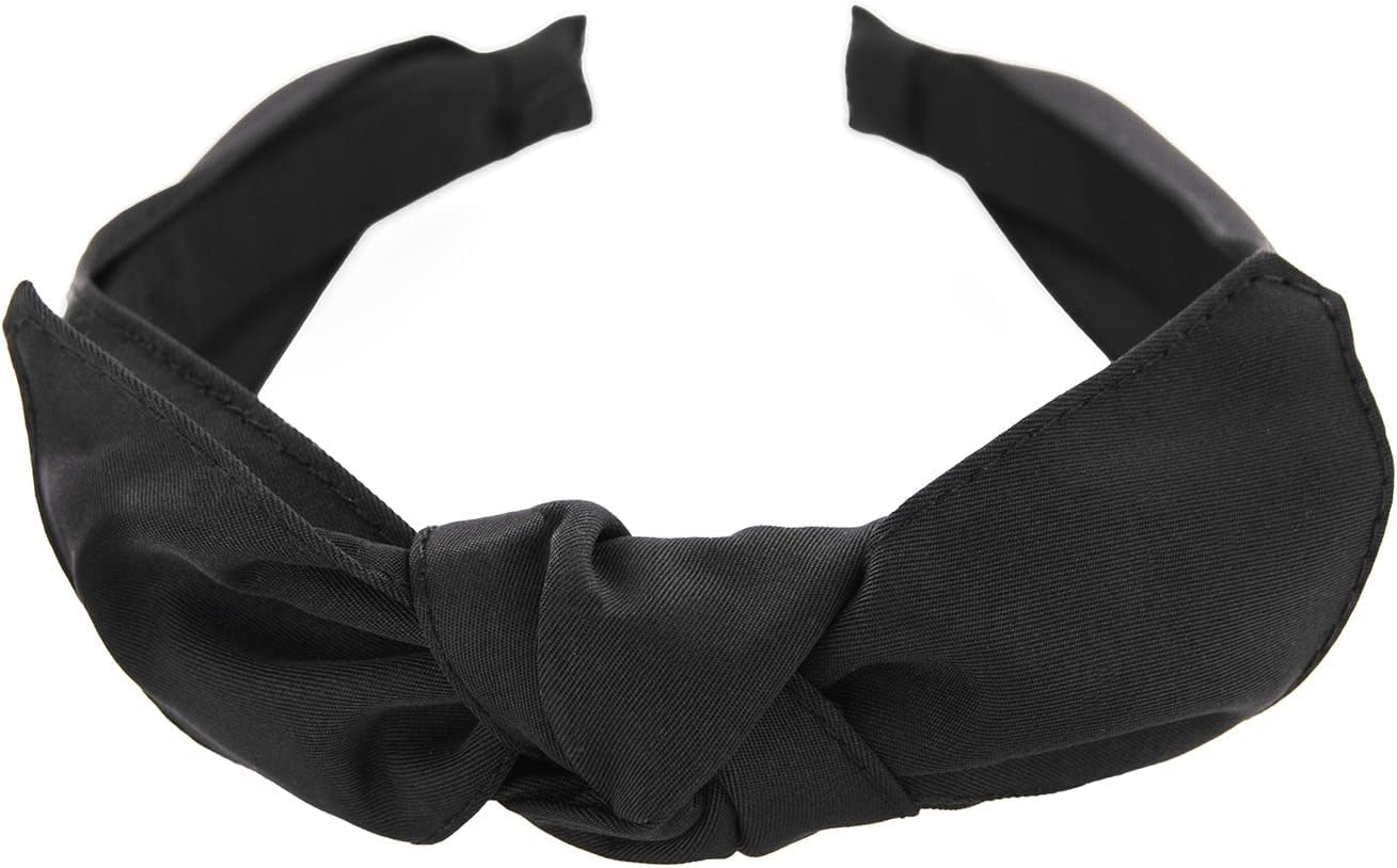 Axy HRS1B Headband with Bow 13 Cm X 4.5 Cm Made of Shiny Fabric Hair Band Vintage Hairband Headband Headband (Black)