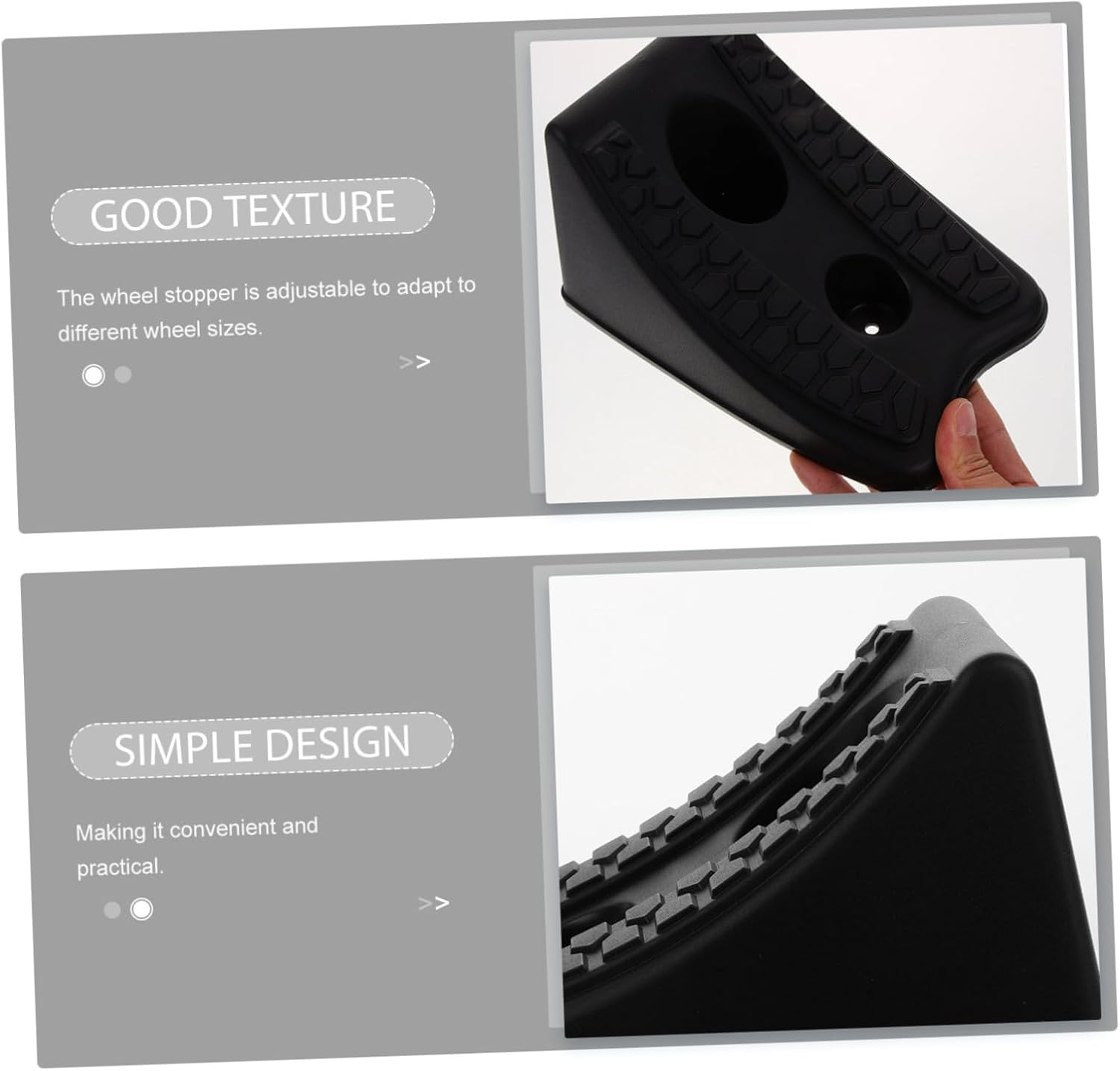 TOGEVAL Car Wheel Chock and Tire Ramp Rubber Anti-Slip Stabilizer Block for Trailer and Off-Road Vehicles, Sturdy Vehicle Wheel Stopper Accessory for Garage Parking and Driveway Safety