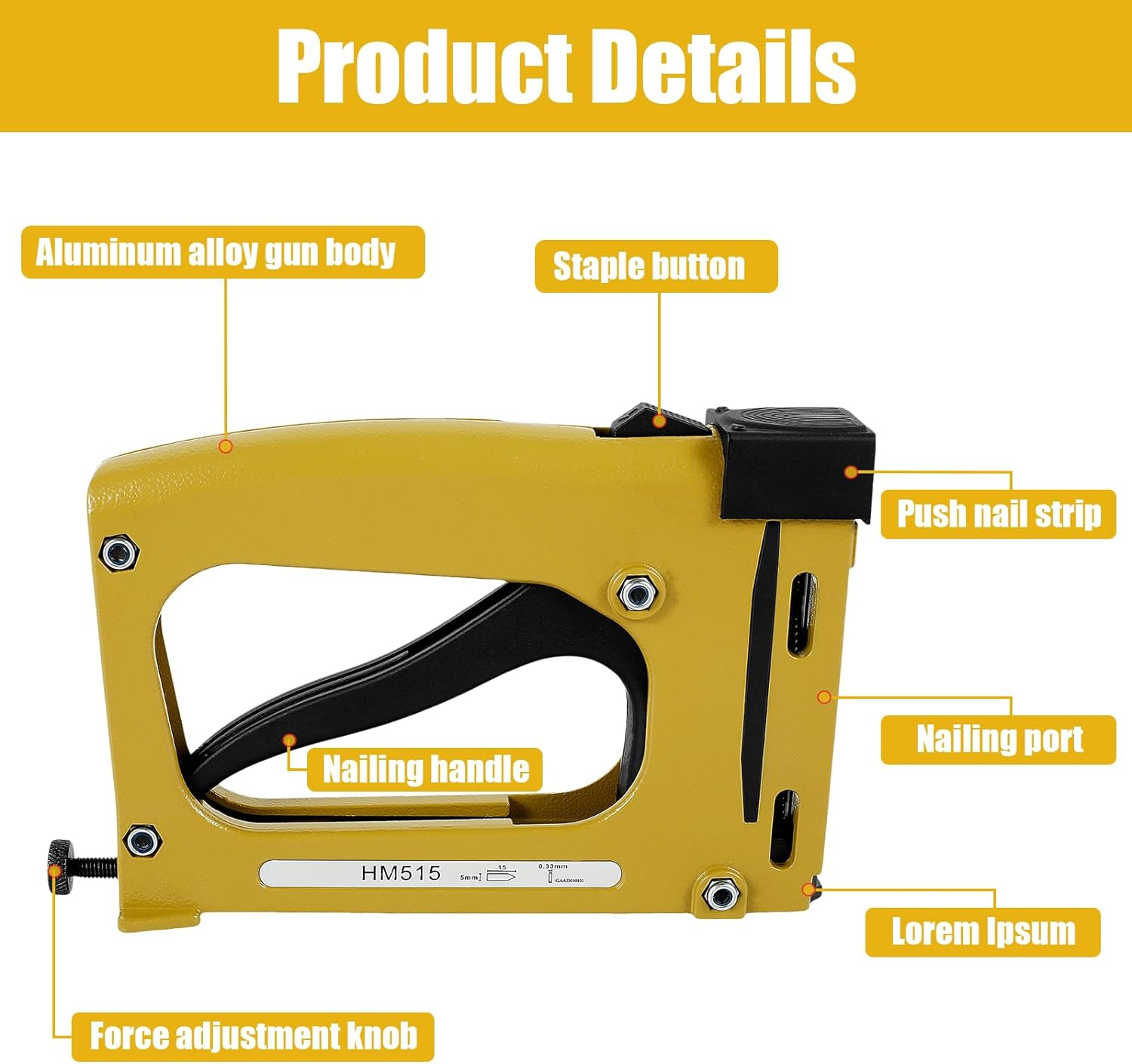 Point Drivers for Picture Framing with 1000 Nails Picture Frame Stapler Adjustable Lightweight Point Nail Tacker for Artist Framing Paintings and Pictures (Yellow) image number 6