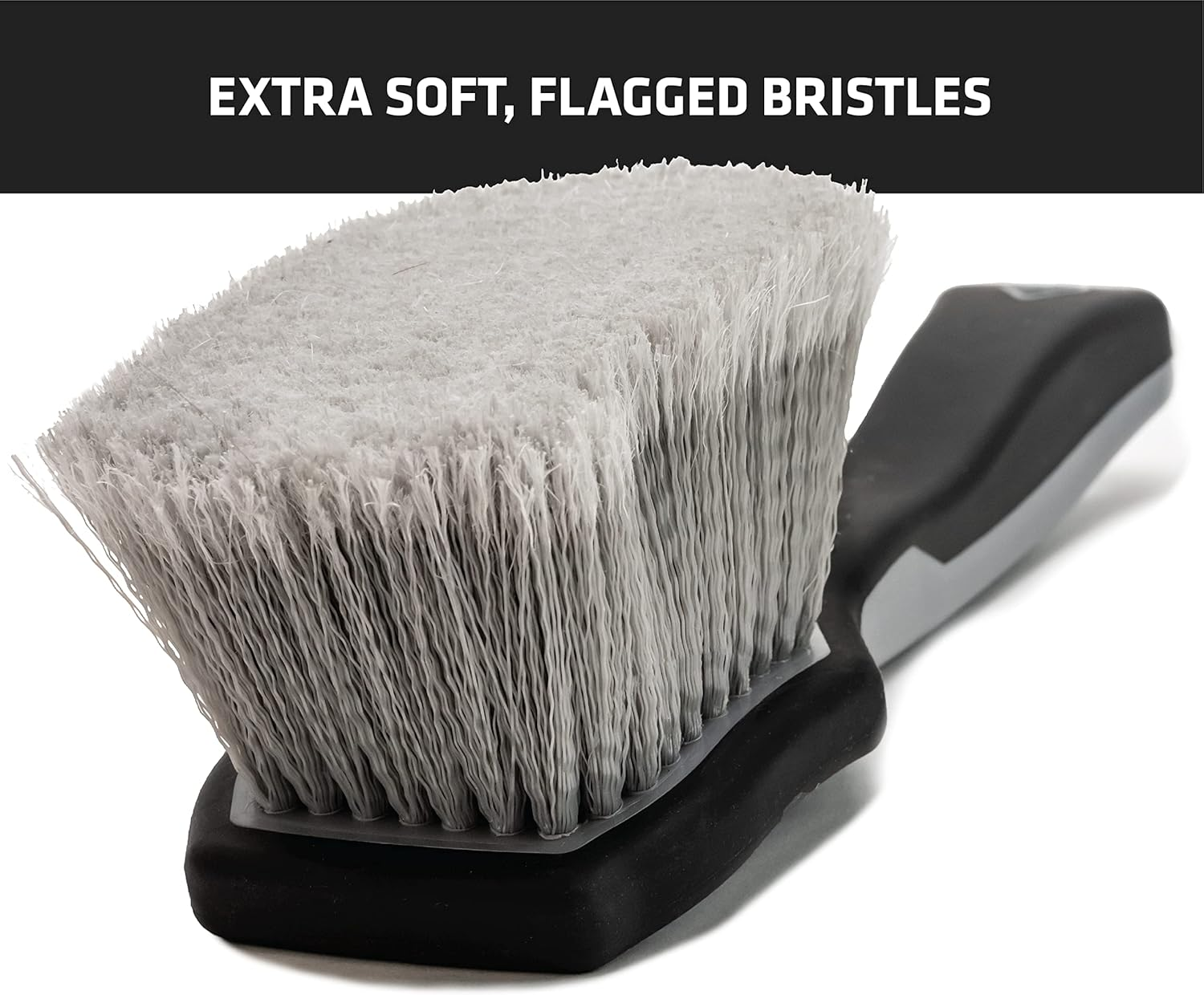 VIKING Car Wash Brush, Wheel and Fender Brush, Short Handle Tire Cleaner for Car Detailing, 10.3 Inch, Grey/Black image number 2