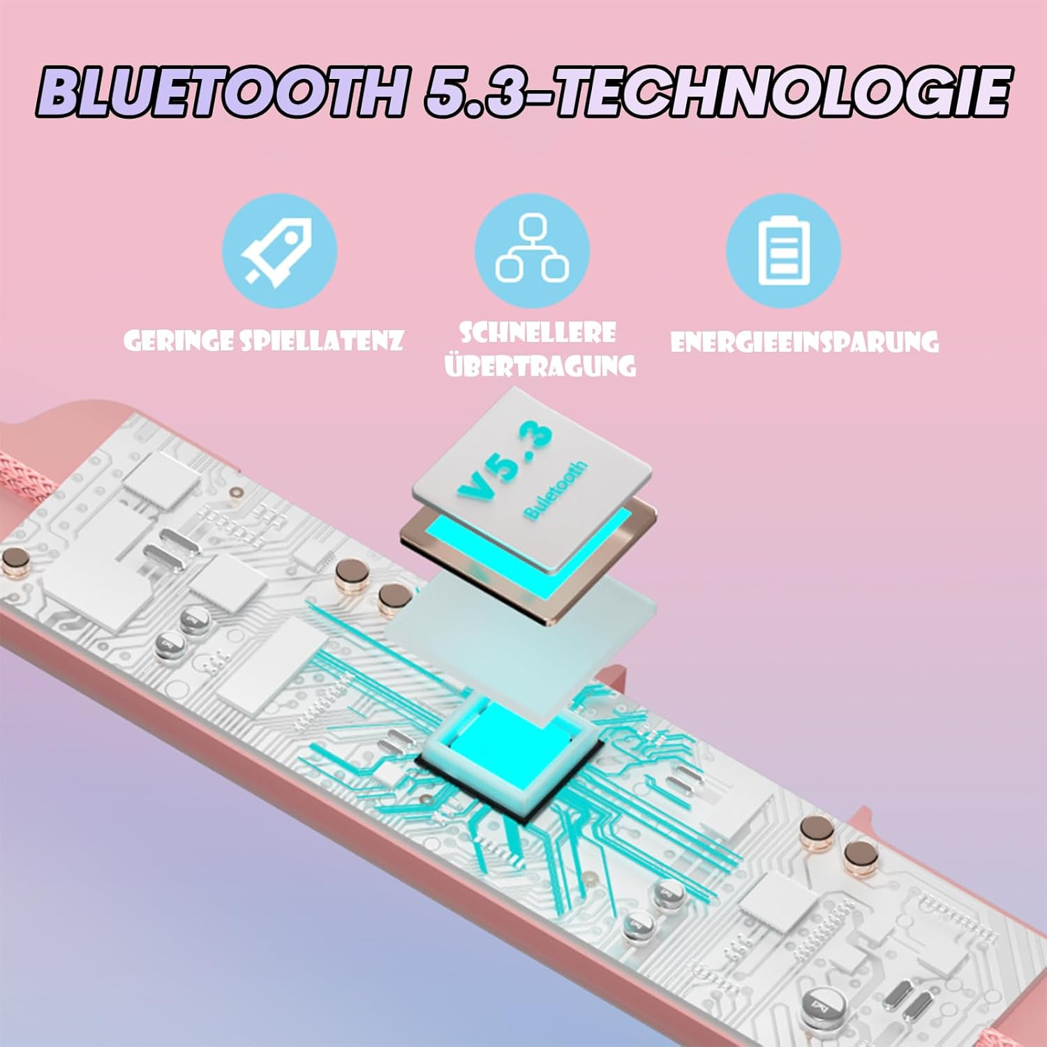 Xmenha Bluetooth Headphones Children'S In-Ear Wireless with Neckband for School Boys Girls Children'S Headphones Wireless Earbuds Headphones Wireless Earphones with Cable for Ipad Kindle Mobile Phone - Pink image number 2