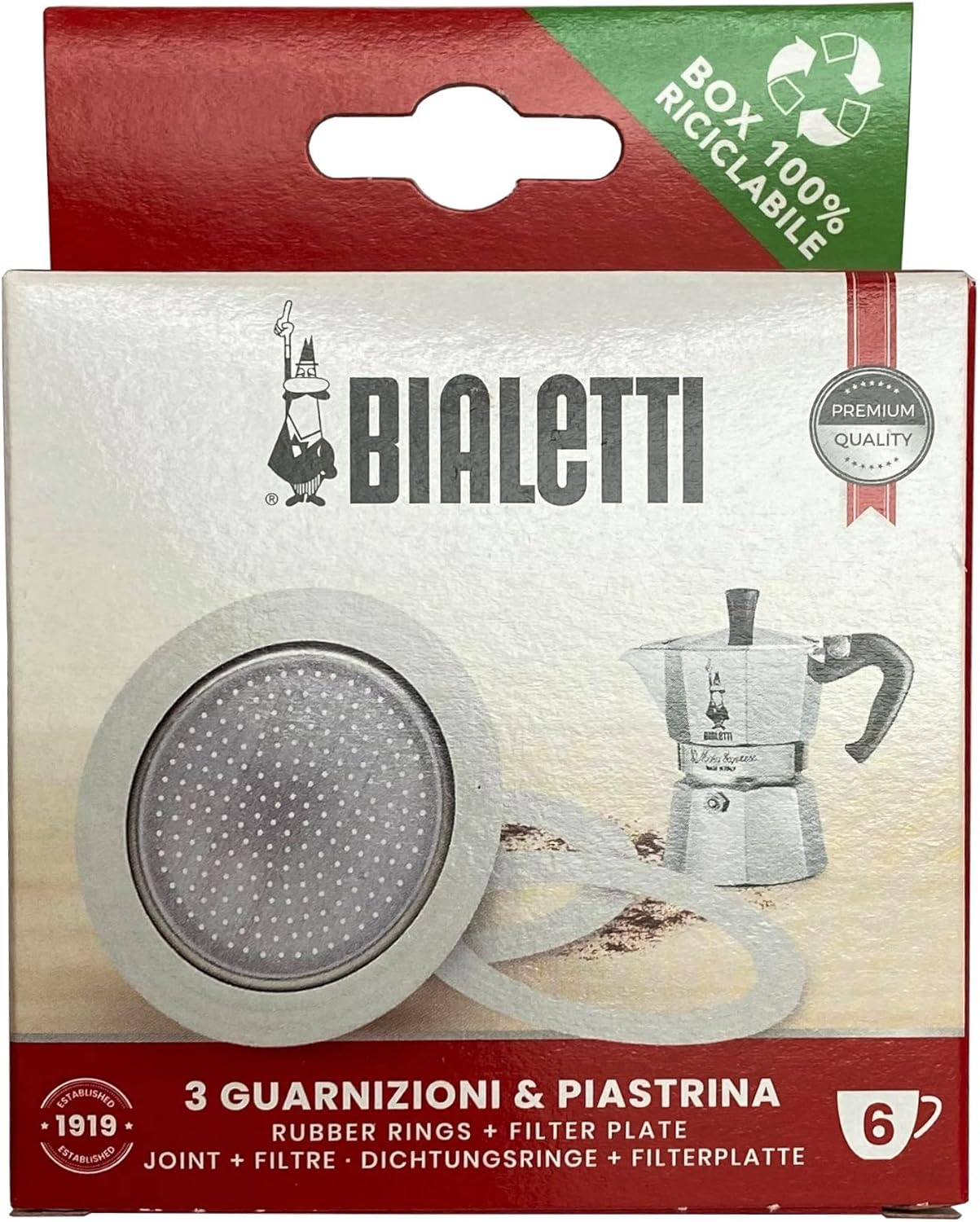 Bialetti Gasket and Filter for 6 Cups Mokka DAMA Coffee Machine