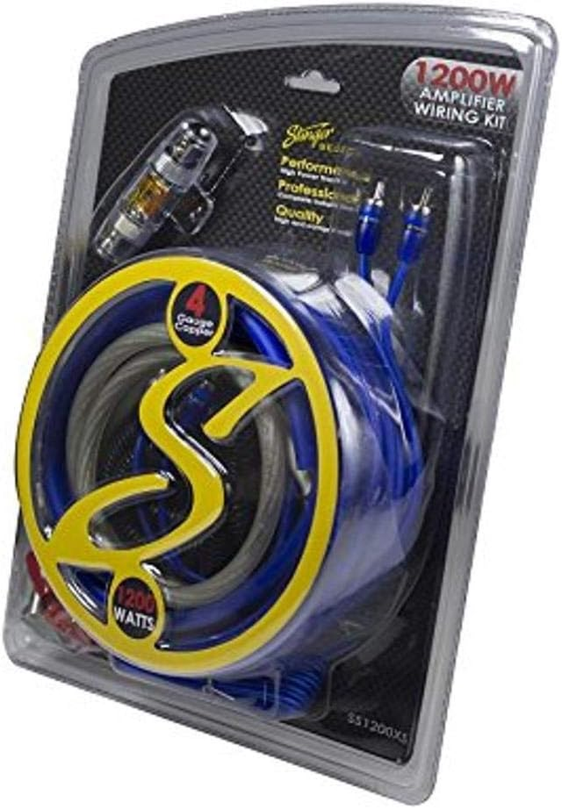 Stinger 4-Gauge Copper Amplifier Wiring Kit, 1200 Watt Sub Wiring Kit, Complete Amp Wiring Kit for Complete Installation (4 Gauge - 1200 Watt)