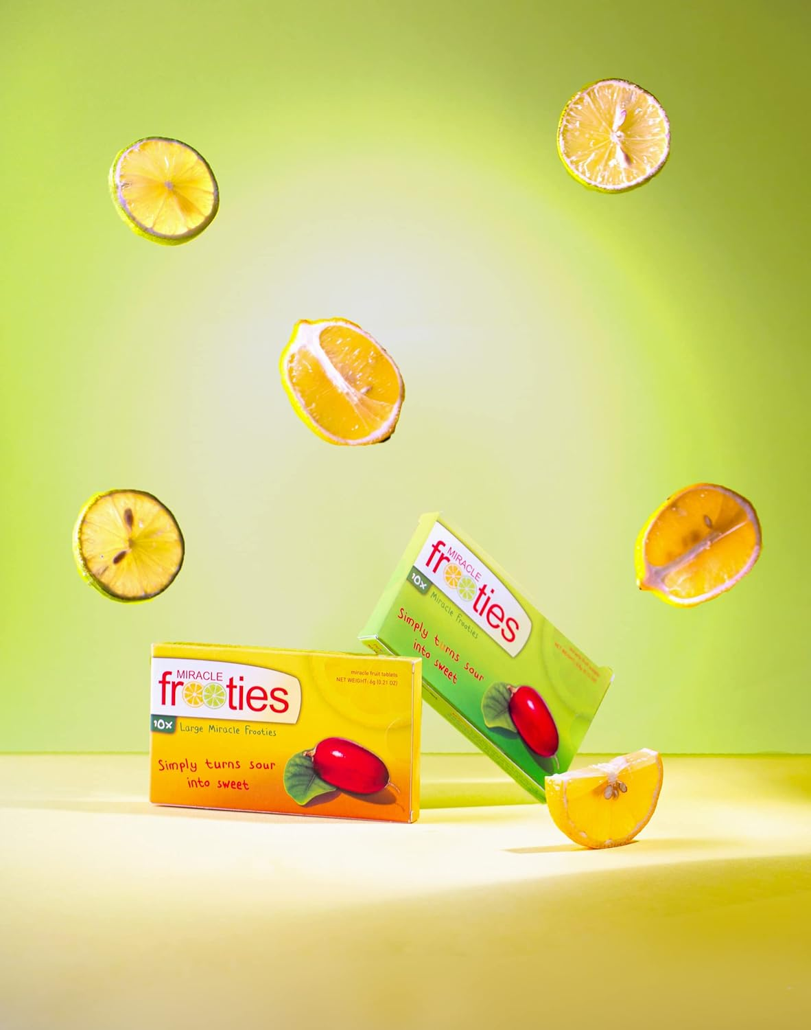 Miracle Frooties, Large Miracle Berry Tablet, 100% Natural Grown Miracle Fruit, Turn Sour Sweet, Change Taste Buds, Flavor Tripping, Tiktok Magic Miraculin, Sugar Free, 20 Count (Pack of 2-Yellow