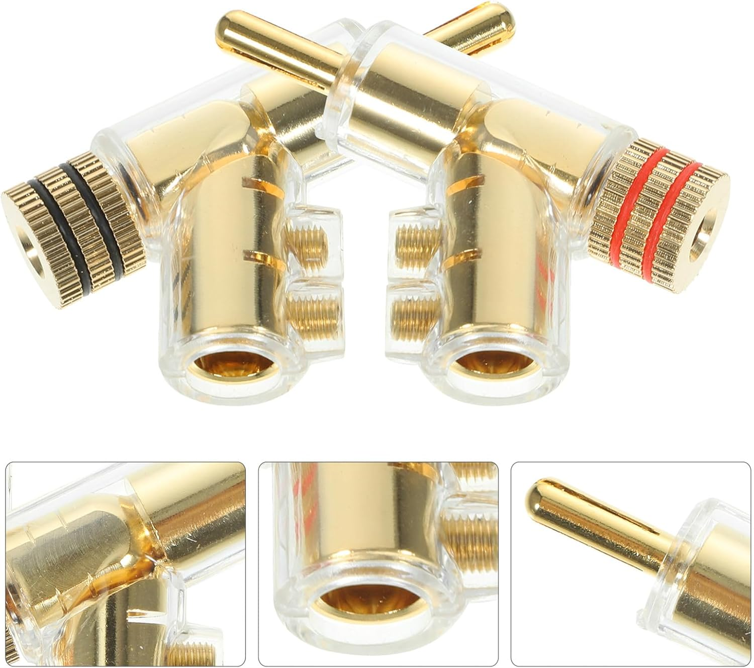 OSOLADY 2Pcs Gold-Plated 45-Degree Locking Banana Plugs Speaker Cable Connectors for Amplifiers and Audio Receivers, Solderless Speaker Wire Terminals Compatible with Home Audio Systems image number 6