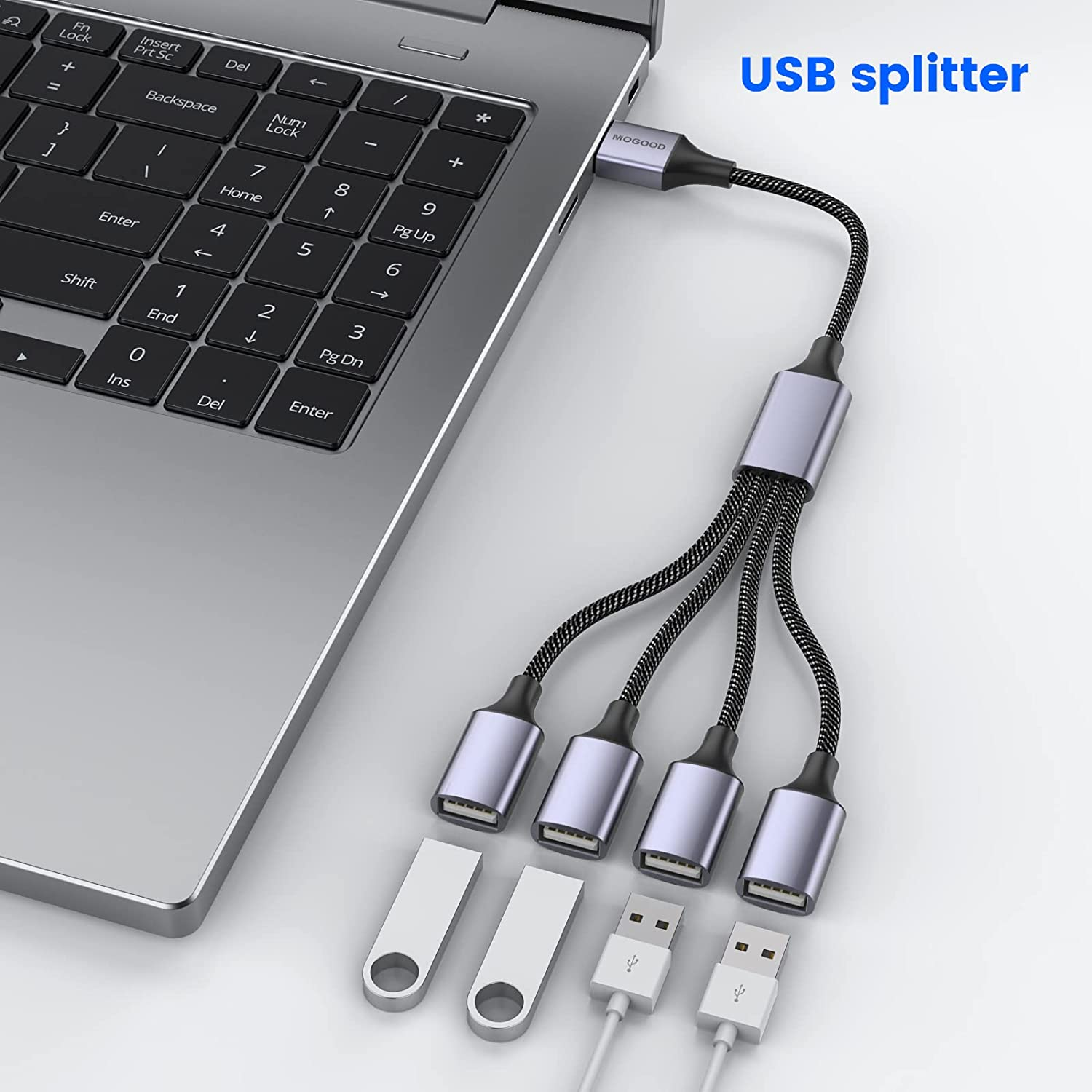MOGOOD USB Splitter, 4 in 1 Cable Hub Adapter, Multi-Socket Converter with 4 Female Ports, Power Extension Cord for Pc/Car/Laptop/U Disk/Tv image number 3