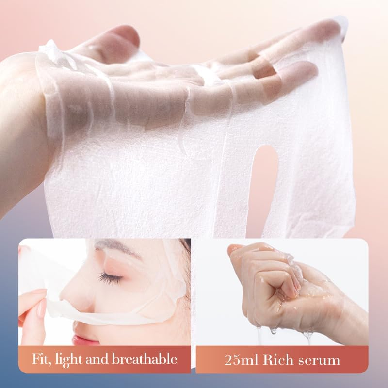 Rosehip Facial Mask with Squalane, Moisturising Sheet Masks, 12 Pack image number 4