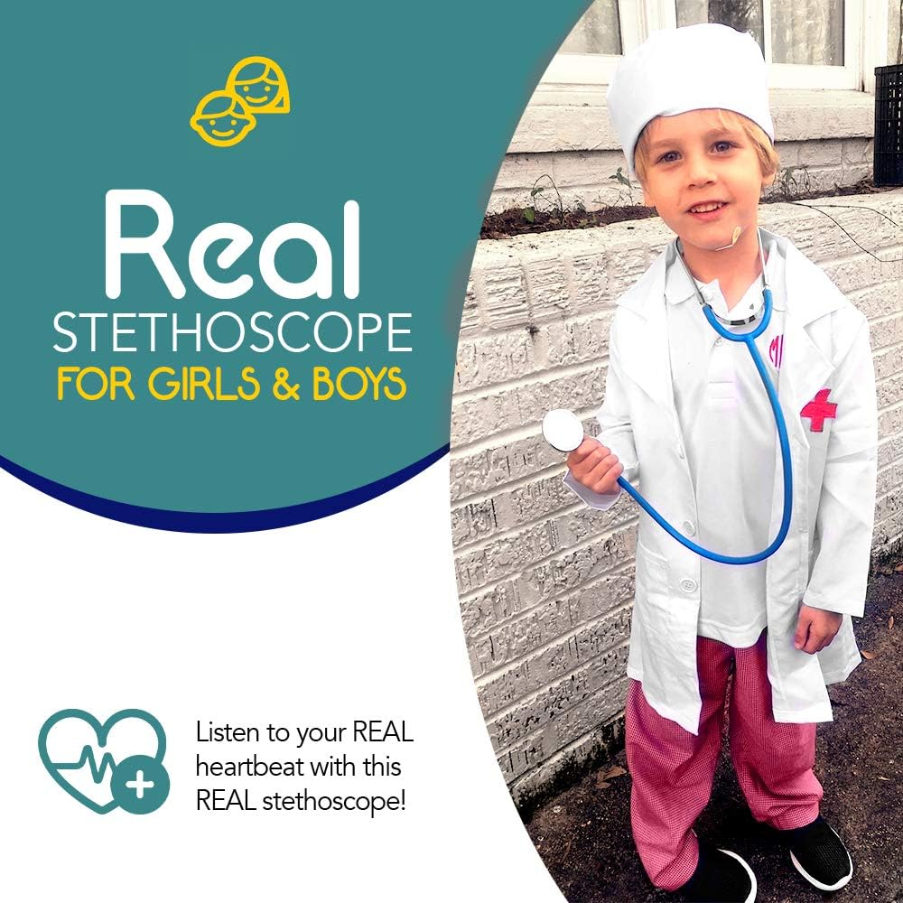 DIY Jr My First Stethoscope Doctor'S Kit - Real Stethoscope for Kids - Includes Lab Coat, Surgical Cap, Name Tag and Lanyard, Ages 6+ image number 6