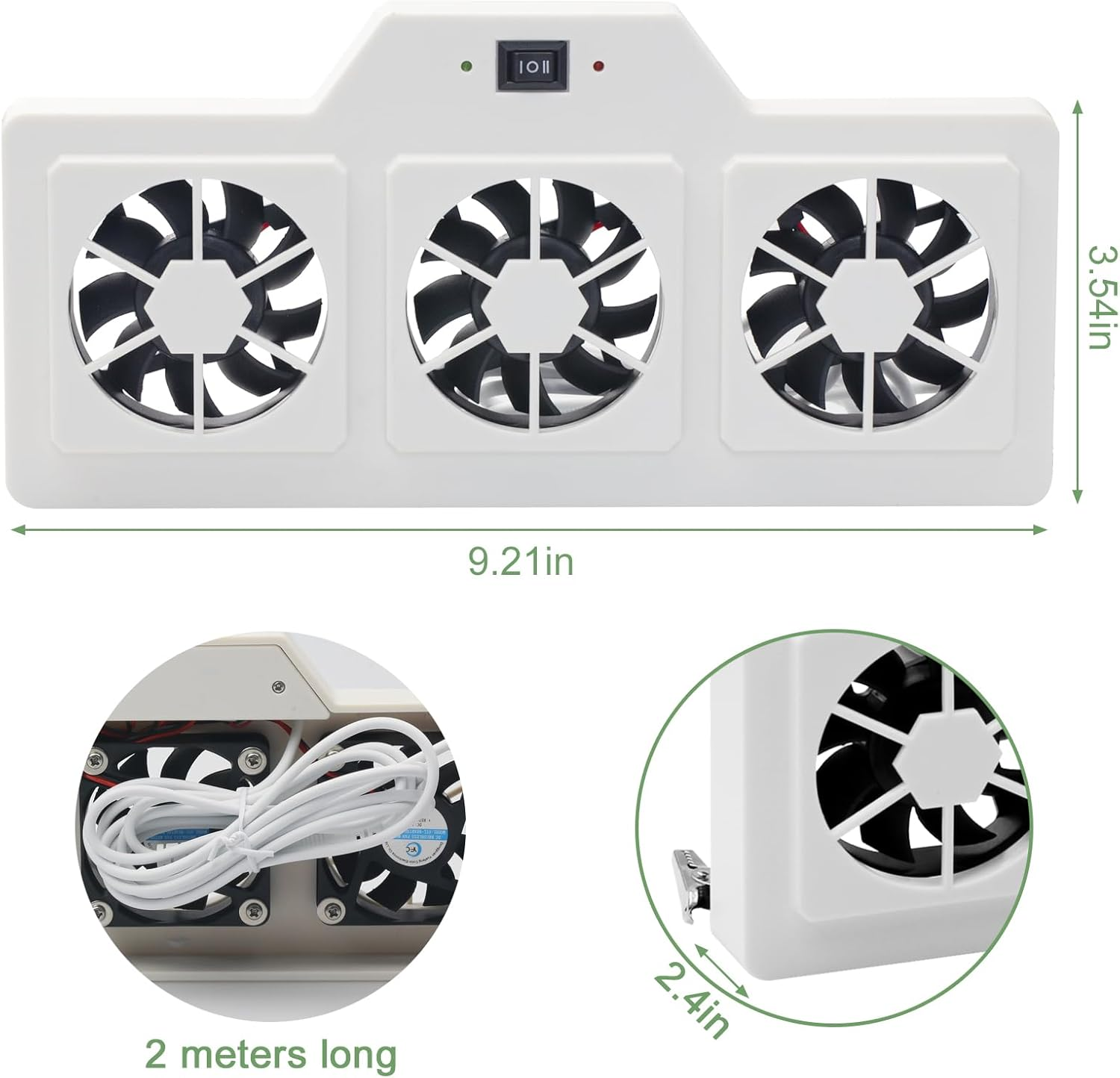 12V RV Refrigerator Cooling Fan RV Fridge Evaporator Fin Fan with Three 2.5" Powered Fans, Adjustable Speed, Prevents Ice, Optional Remote Control, High Airflow, Quiet Operation