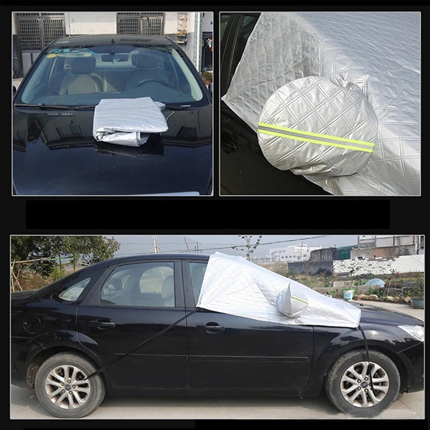 Car Windscreen Cover Car Sun Shade Front Windscreen Sunshade Auto Front Window Protector Winter Front Window Ice Cover Snow Frost Dust Sun Shade Protector 4 Layers in All Weather image number 4
