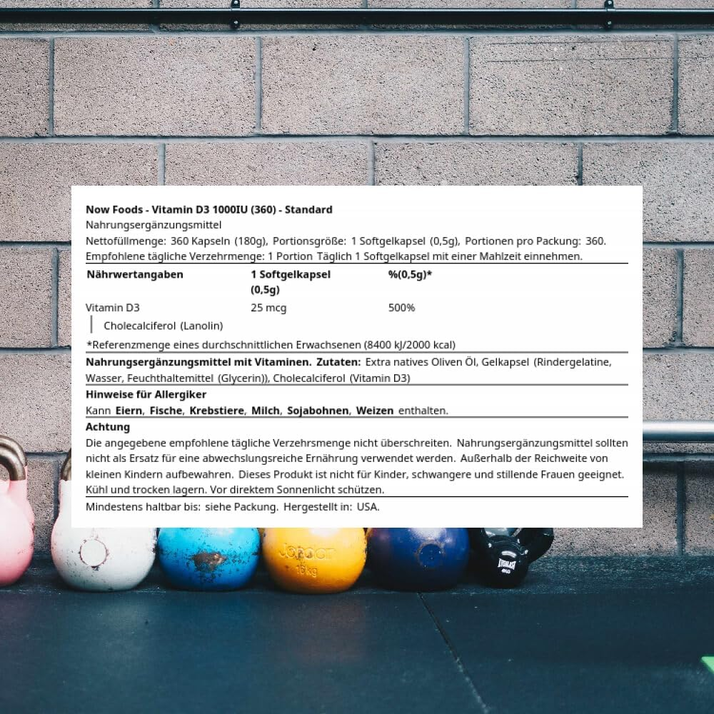 Now Foods Vitamin D3 1000IU Standard Capsules, 360-Count image number 2