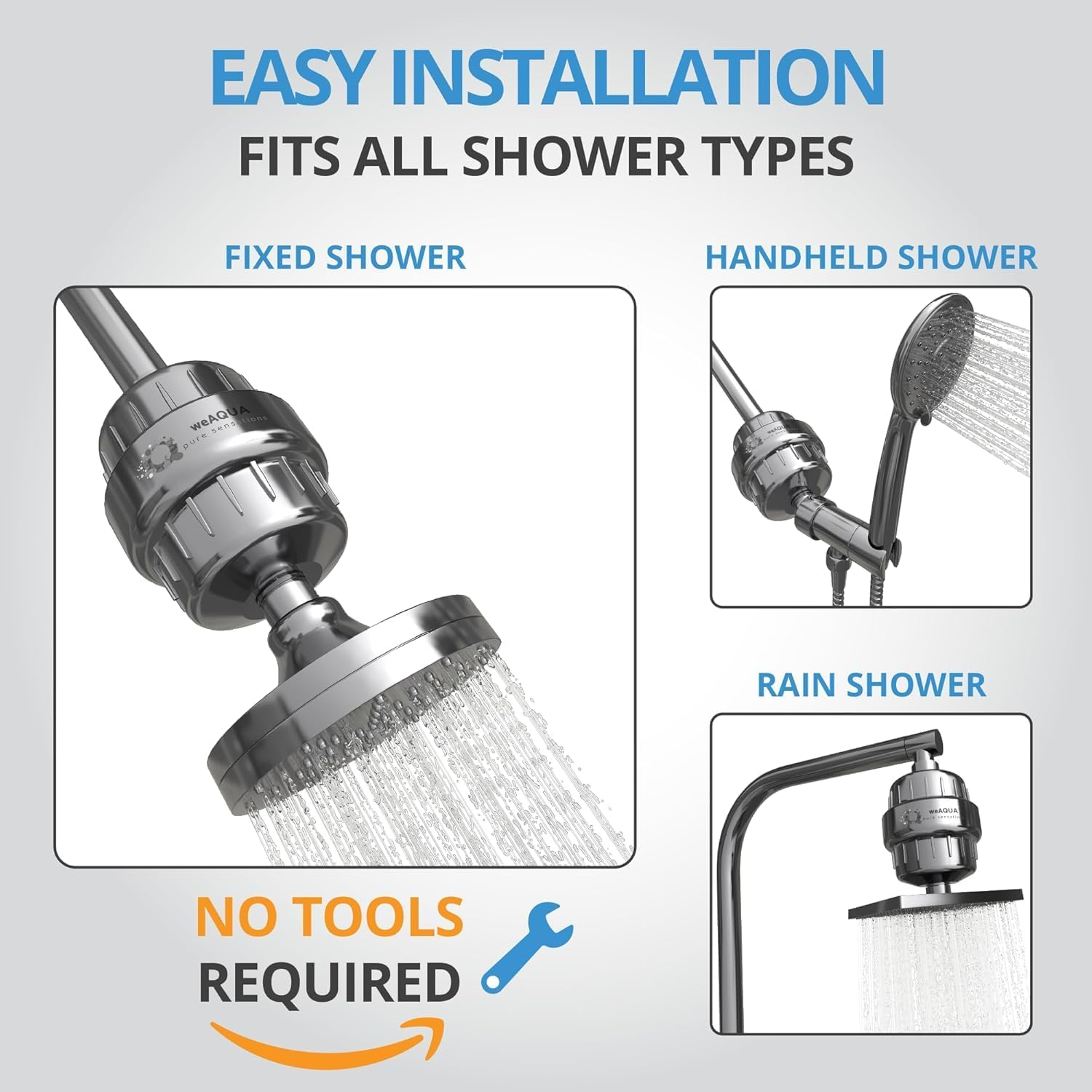 Weaqua Premium Heavy Duty Shower Filter Family 2 Pack &ndash; Advanced 99% Removal System for Hard Water, Chlorine, Fluoride & Heavy Metals &ndash; Universal Fit Shower Head Filter image number 6
