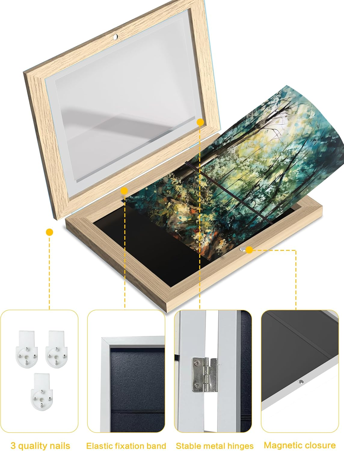 Orionstar 2 Pack Kids Art Frames, Artwork Picture Frames Changeable, Front Opening Picture Display Frames 11.8X8.5 Holds 100 A4 Pcs, Artwork Storage Frames for Children, Home and Office, Wood image number 6