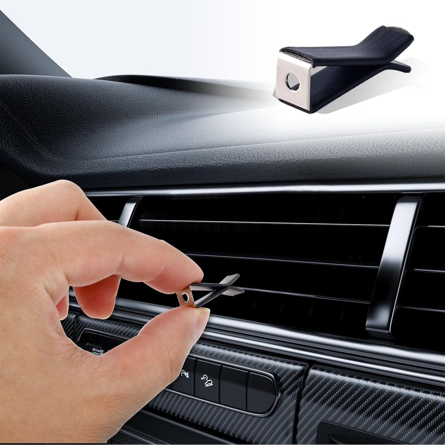80 Pcs Black Square Head Car Vent Clips Auto Air Freshener Perfume Outlet Clips for Car Air Conditioner Outlet Office Home image number 2