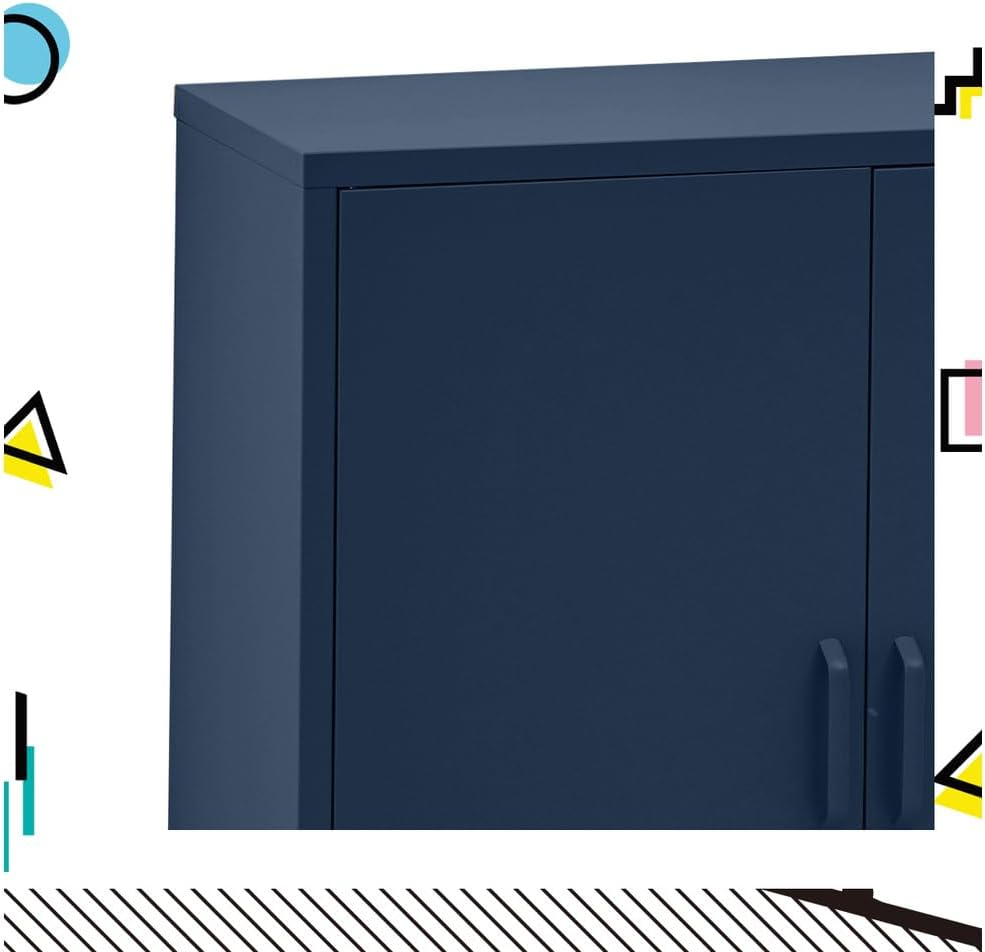 Artissin Locker, Metal Sideboard Buffet Cabinet Bedside Table Shoe Storage TV Cabinets Organiser Home Bedroom Kitchen Living Room Bathroom Furniture, with Adjustable Shelf Handy Hook Blue image number 3