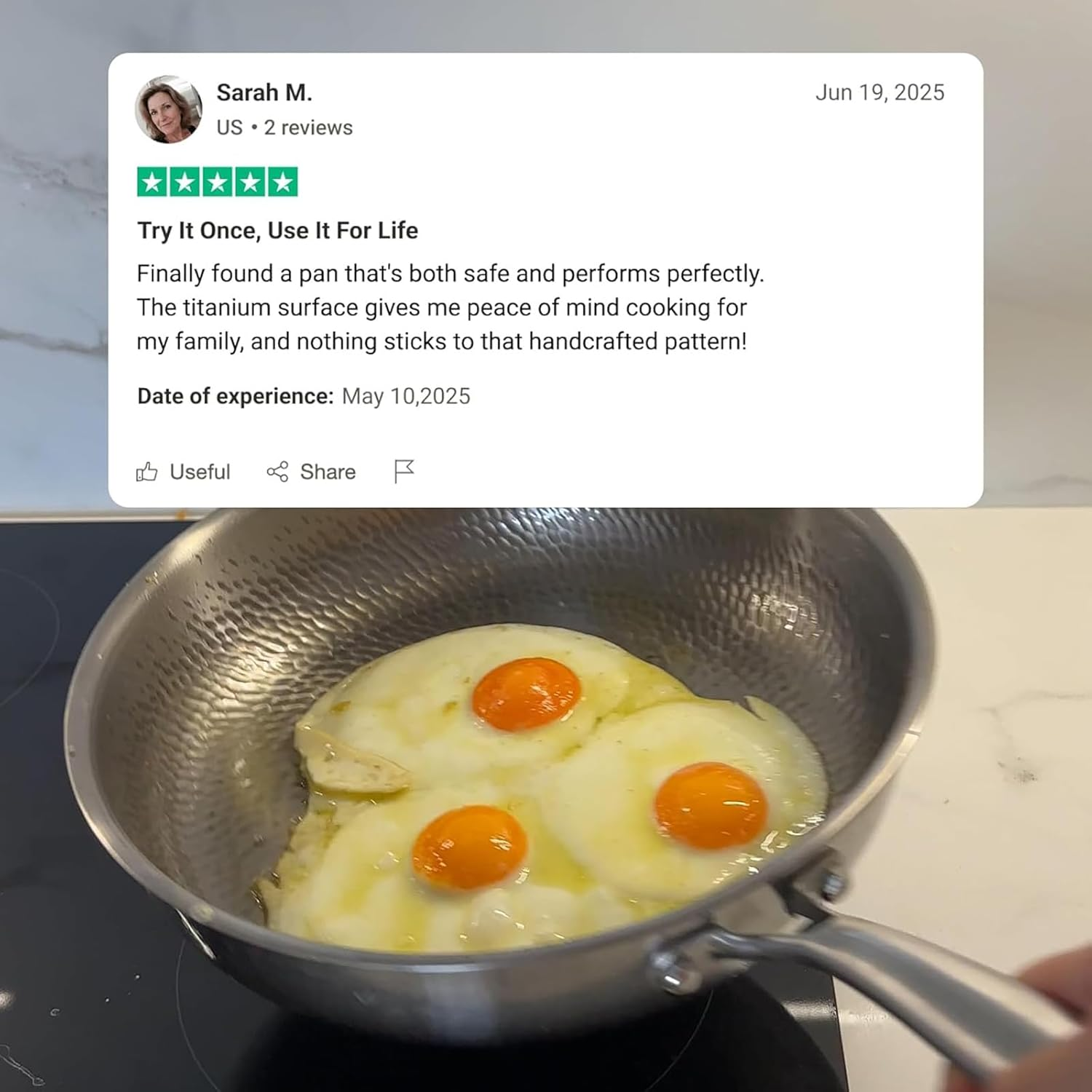 Titanium Hammered Pan Pro with Lid, 100% Non-Toxic Titaniums Hammered Pan Pro for Cooking Non Stick, Titanium Frying Pans 12 Inch, Extreme Heat-Resistant & Lasts with All Stovetops (26CM with Lid) image number 5