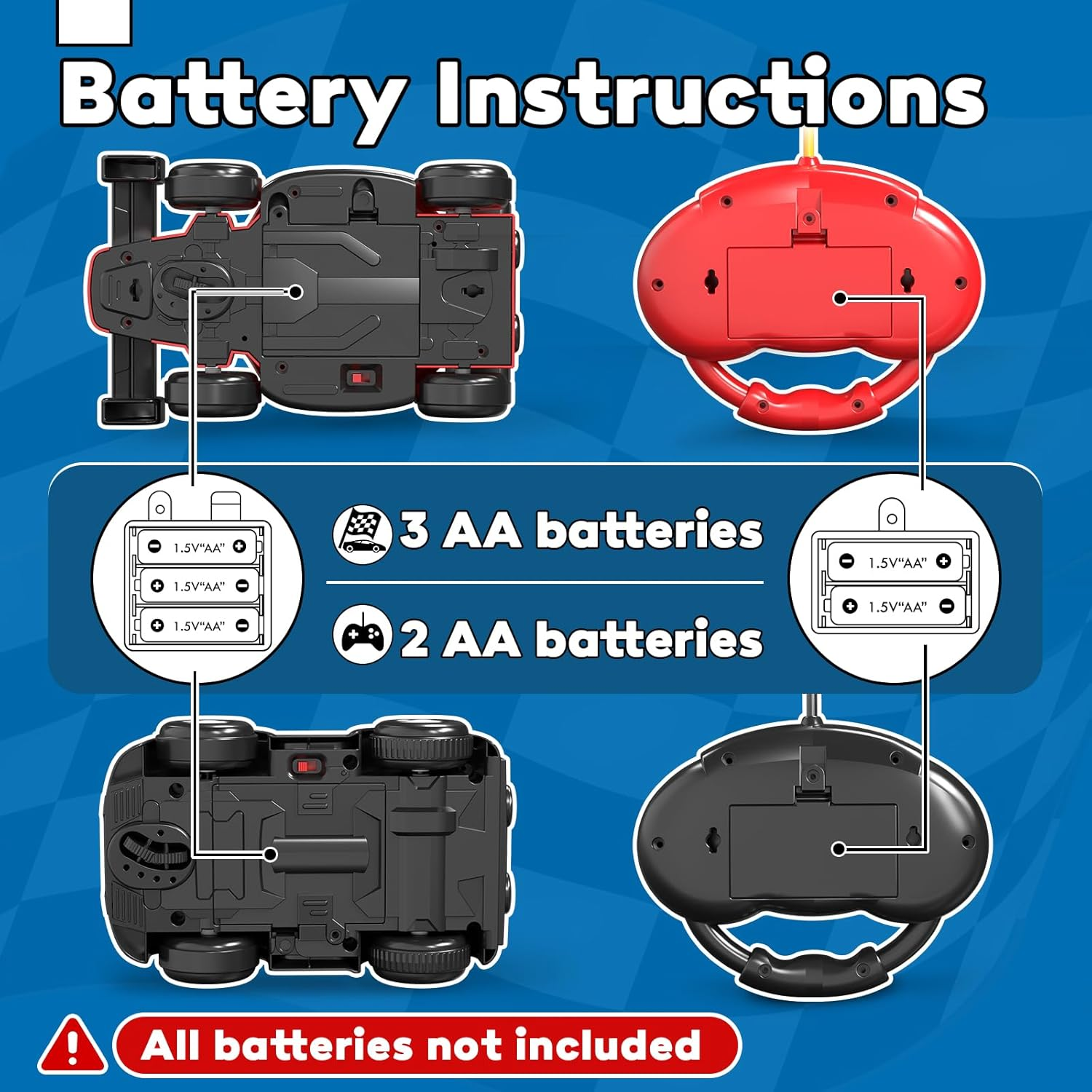 Lehoo Castle Remote Control Cars, Toys for 2 Year Old Boy, Remote Control Bumper Cars, 2 Pack RC Car Pop-Up Race & Police Car Toy, Gifts for 2 Year Old Boys with Lights & Music image number 4