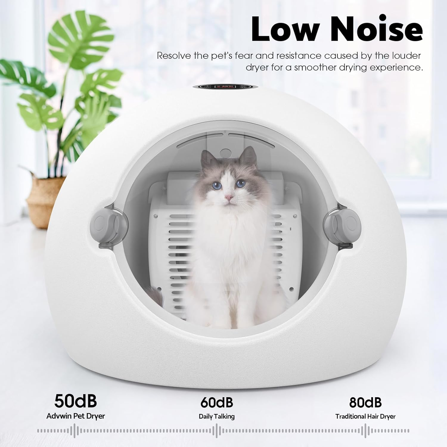 Advwin Automatic Pet Dryer Box 66L Capacity, Ultra Quiet Fast Hair Dryer for Cats and Small Dogs, 360&deg; Drying and Touch Panel, Smart Temperature Control, Pet Grooming image number 1