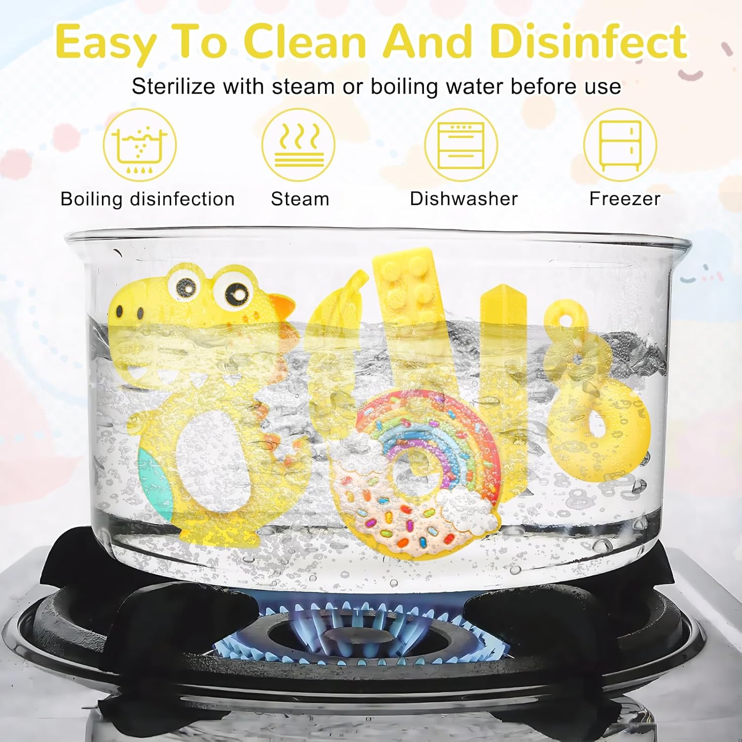 MR.TIMELAG Baby Chewing Teether - Bpa-Free Silicone Teething Toy for Infants 3+ Months, Soothing Textured Chew Toy for Sore Gums, Easy-To-Hold Teething Relief with Massage Nubs Chewing Big-Eyed image number 2