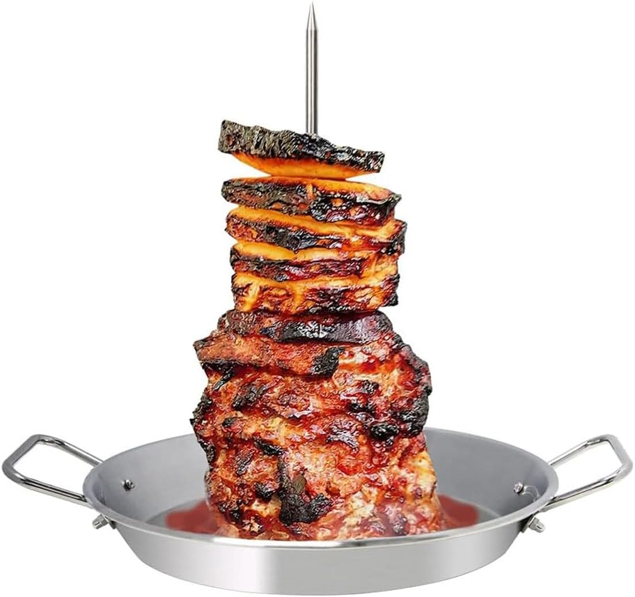 Thickened Stainless Steel Vertical Skewer Stand for Tacos Al Pastor, Shawarma and Kebabs, 3 Removable BBQ Skewers (8", 10", 12") for Grill, Smoker, Oven, Heavy-Duty Rotisserie-Style Meat Holder image number 6