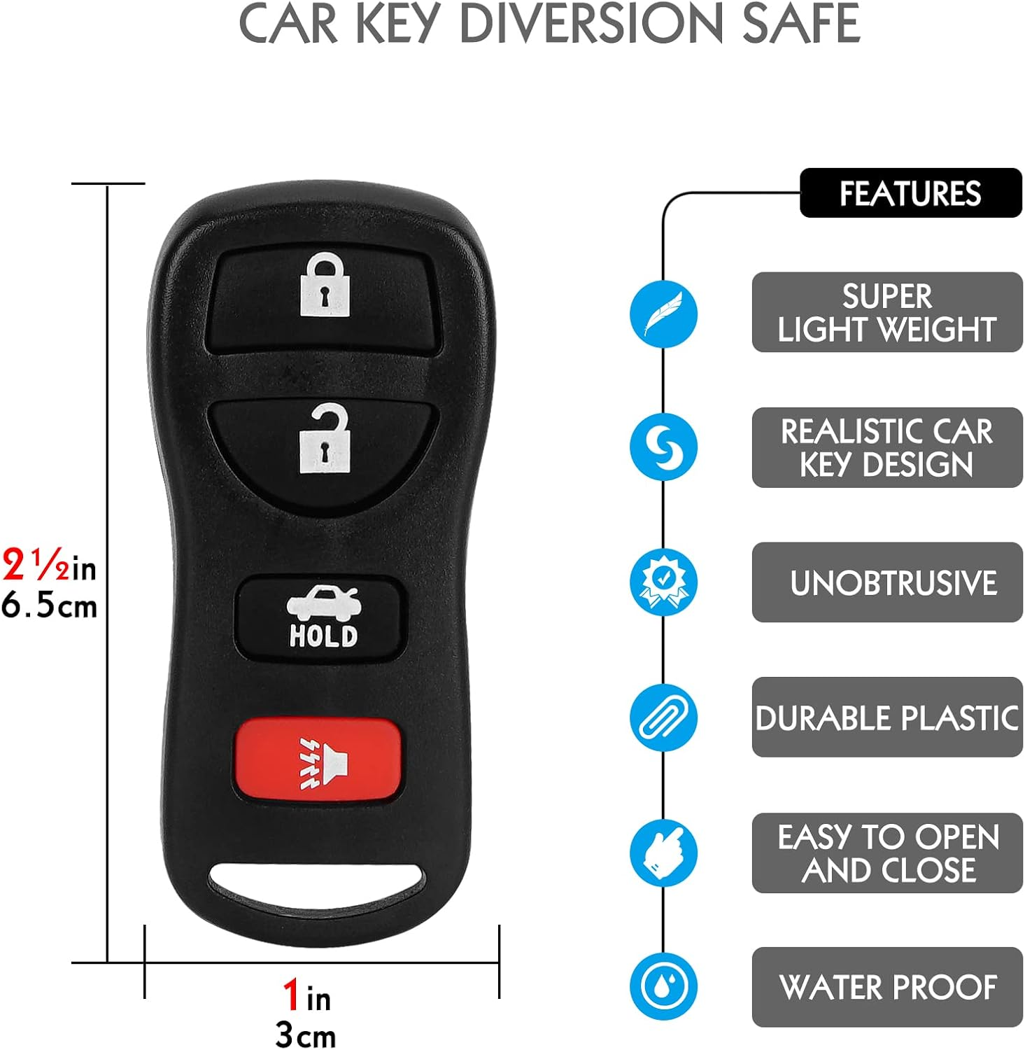 2 Pack Remote Fake Car Key Secret Safe, Portable Secret Hidden Pill Container, Diversion Safe Compartment Container to Hide Pills Jewelry or Valuables - Battery Bank (Black High-Capacity) image number 1