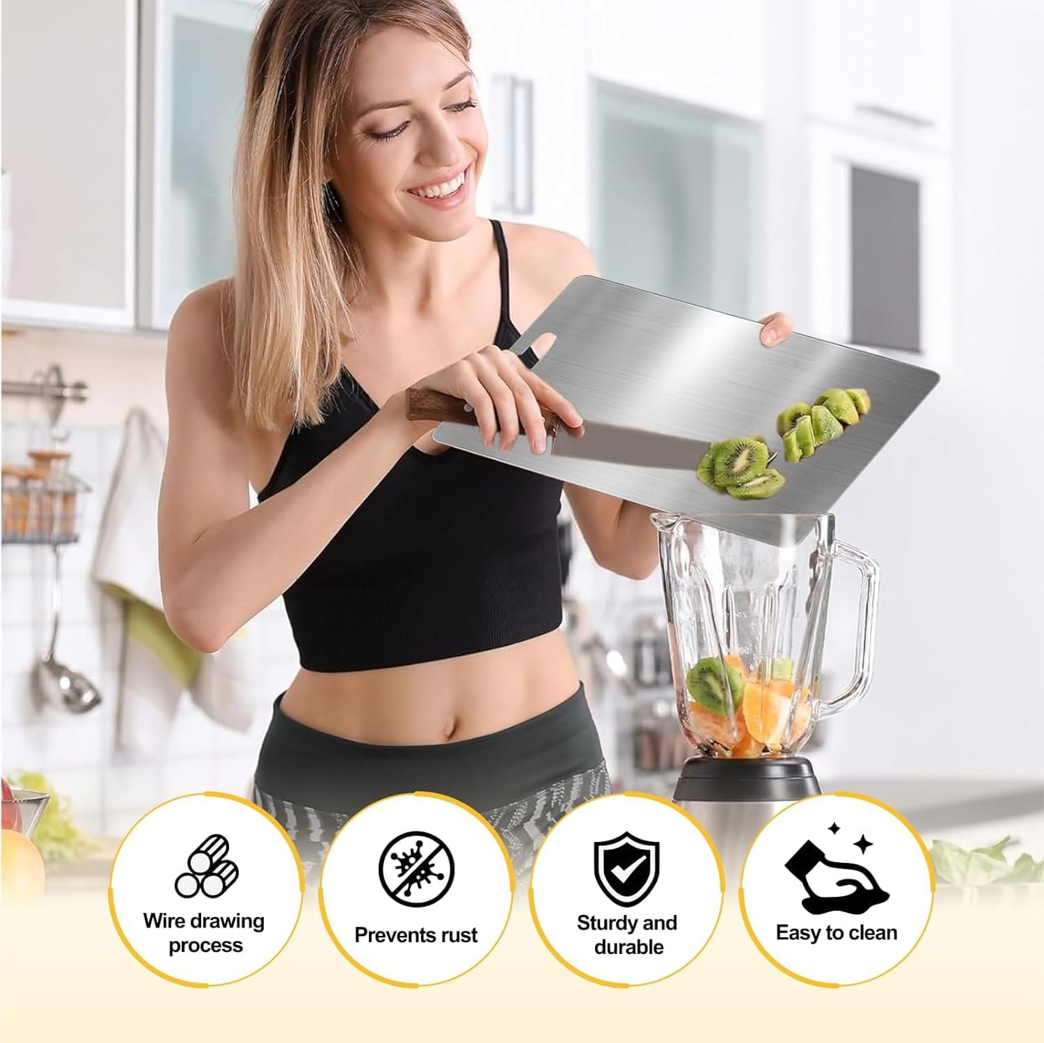 3Pcs Stainless Steel Cutting Boards for Kitchen, Stainless Steel Chopping Board, Durability, Dishwasher Safeperfect for Various Cooking Tasks (3Pcs in 1) image number 4