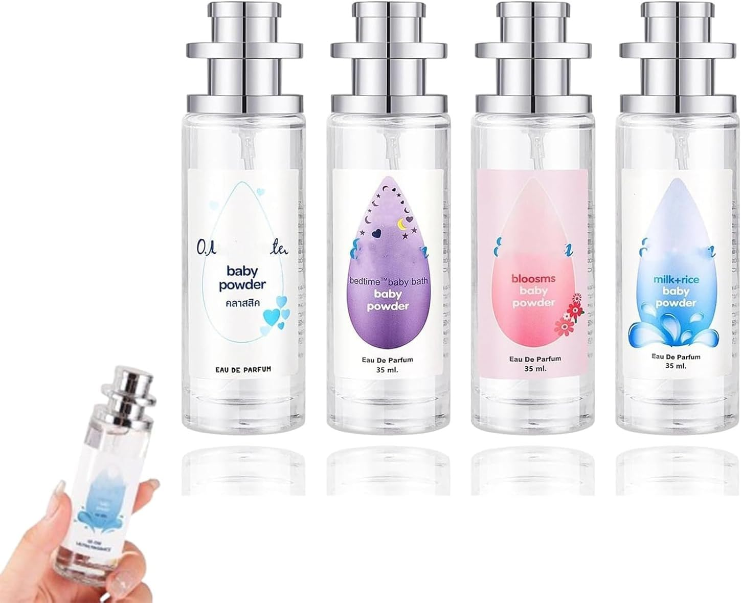 Elyven Baby Powder Perfume, Ebyveen Powder Perfume, Baby-Soft Perfumes Spray, an Eau De Parfums, Floral & Creamy Aroma for Women & Men (4PCS)