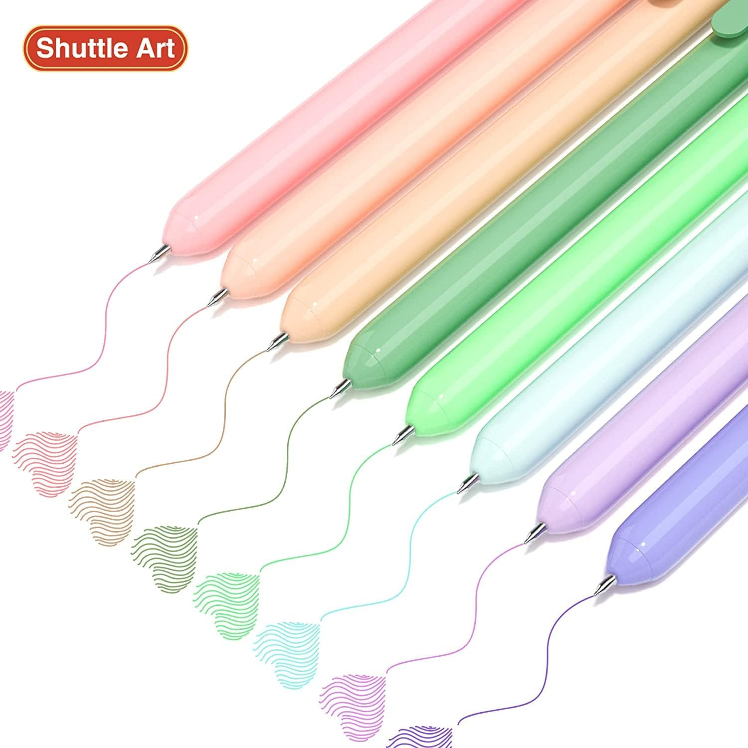 Shuttle Art Coloured Retractable Pastel Gel Ink Pens, 8 Colours Gel Writing Pens, Cute Pens 0.7Mm Fine Point Quick Drying for Writing, Drawing, Journaling, Notes-Taking, School Office Home
