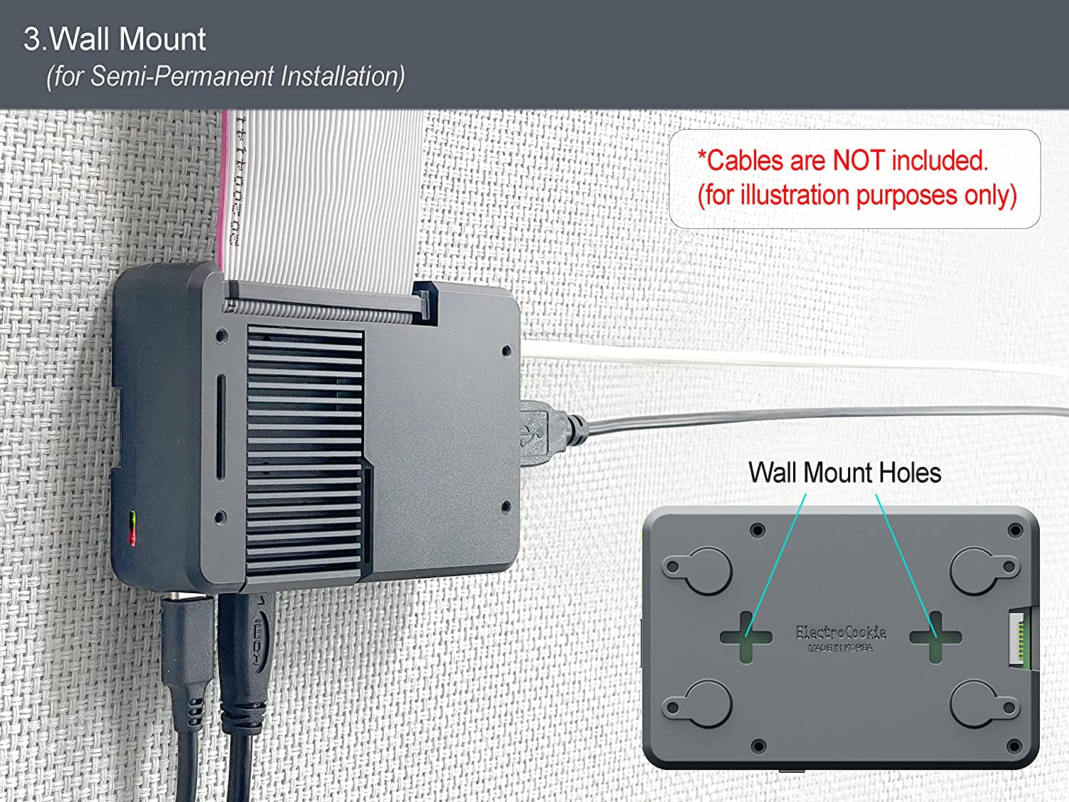 Electrocookie Multi-Functional Case for Raspberry Pi 4-1.Noiseless Passive Cooling 2.Active Cooling for Heavy Loads 3.Wall Mount 4.Cluster Building image number 1
