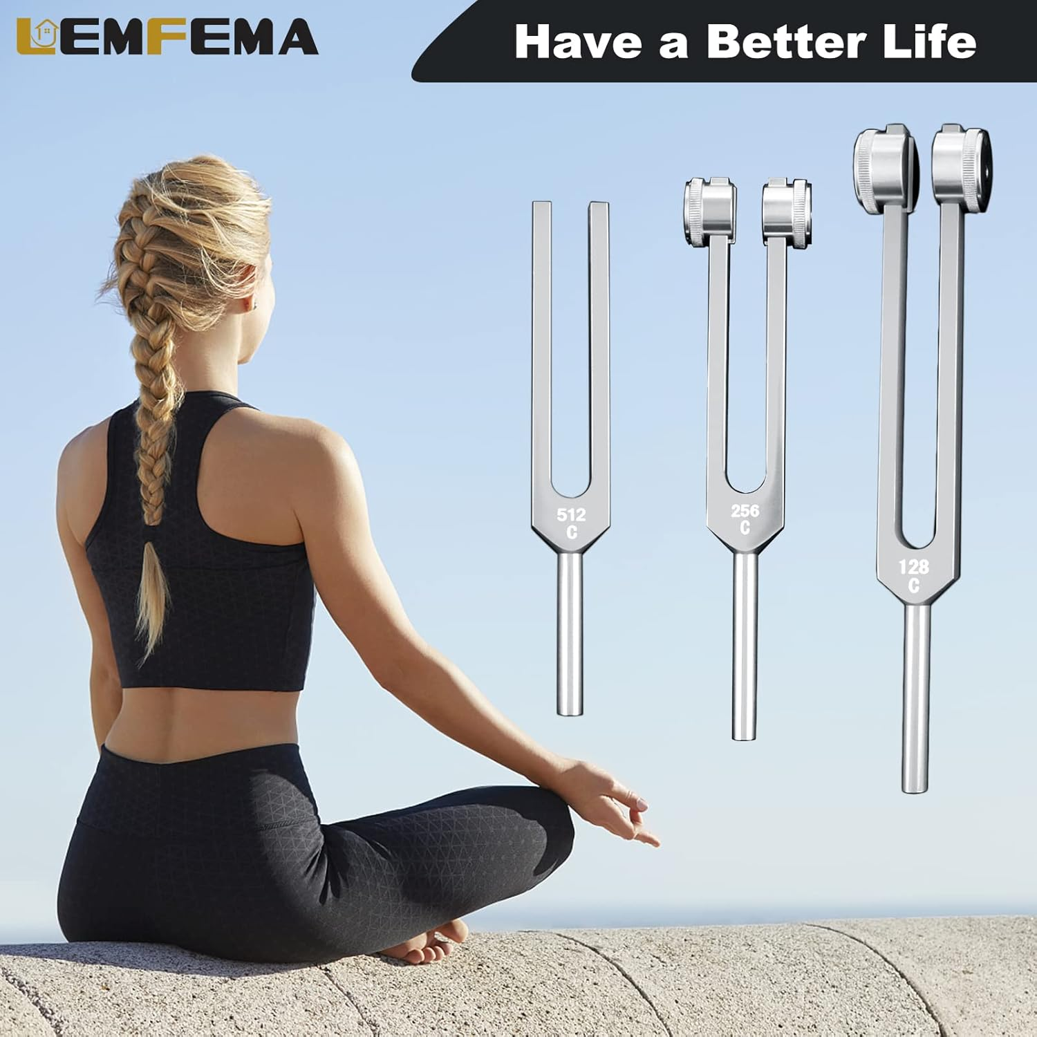 128Hz, 256Hz, 512Hz Tuning Forks for Healing, Chakra Body Tuning Forks Perfect for Sound Set,Musical Instrument, Therapy, for Stress & Sleep, Chakra Balance, Mental Focus, Relaxation image number 6