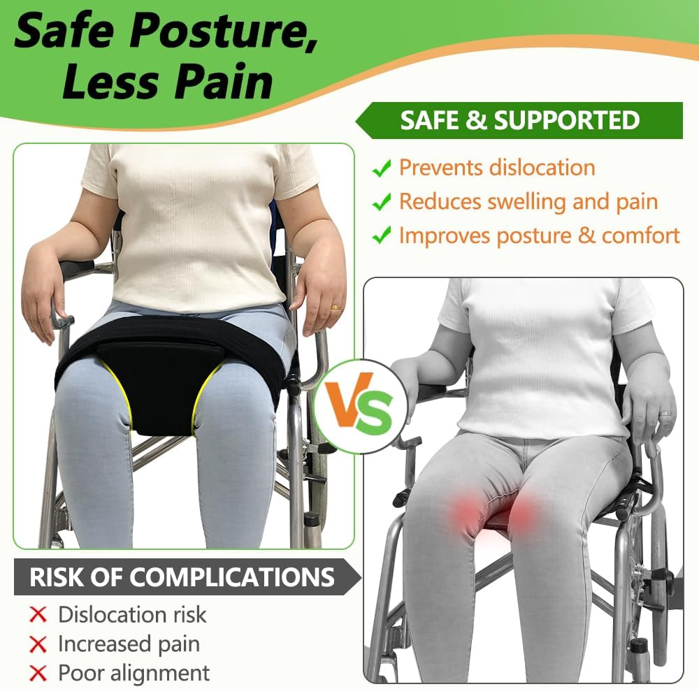 Mybow Abduction Wedge, Knee Separator Pillow for Hip Replacement Surgery, Contoured Foam Orthopedic Knee Pillow with Strap, Leg Separator Small Pillow between Knees for Sleeping, Sciatica Pain Relief image number 4