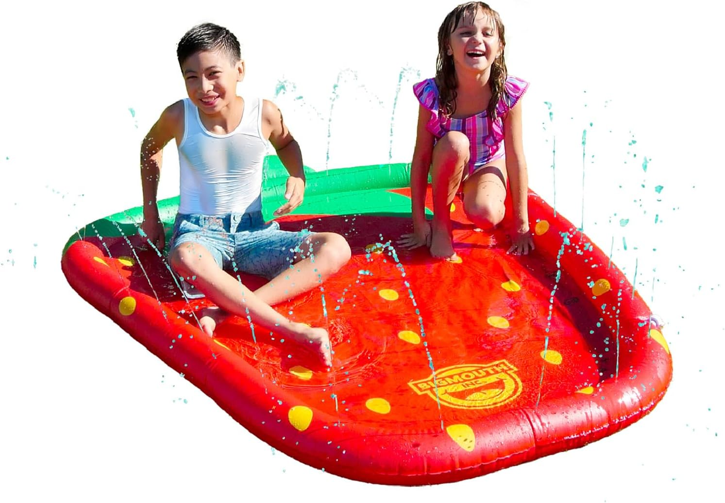 Bigmouth Strawberry Splash Pad Sprinkler, Inflatable Outdoor Water Toy for Kids, Fruity Summer Play Mat with Sprinklers, Fun Backyard Activity for Ages 3+, Easy Setup image number 5