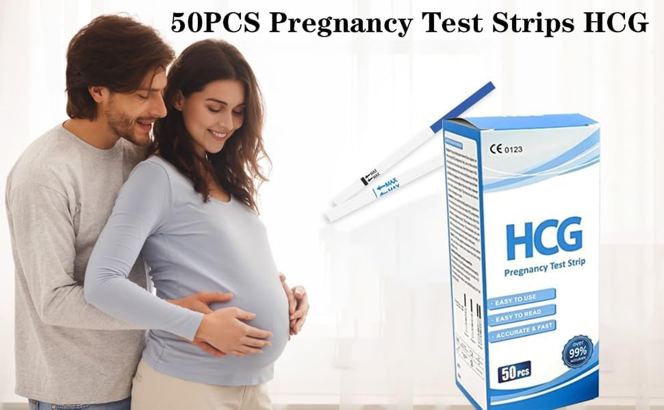 50 Pack HCG Pregnancy Test Strips with Urine Cups, HCG Test Accurately and High Sensitivity Result Pregnancy Home Test Strips