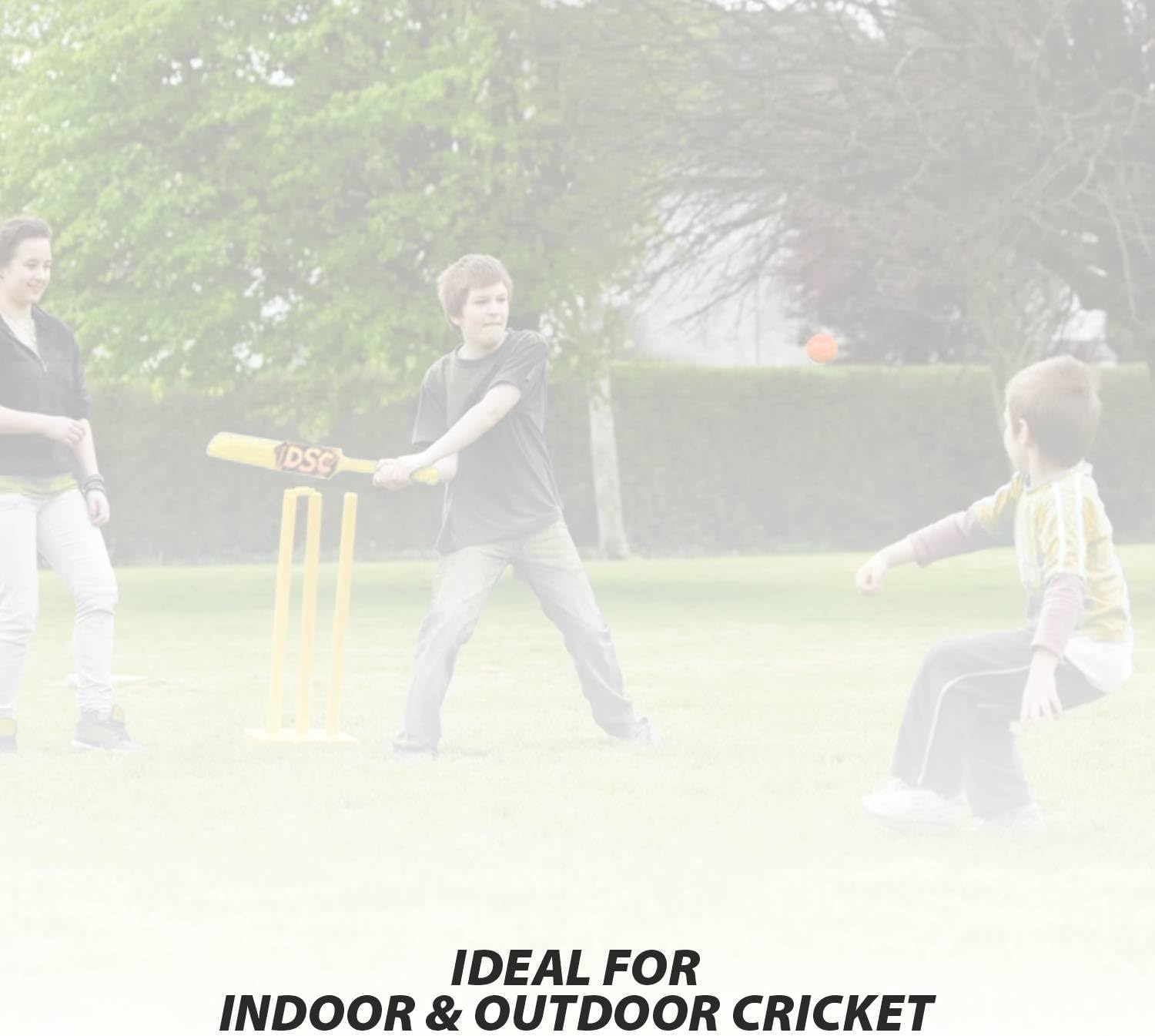 DSC Phoenix Plastic Cricket Set for Kids (Yellow, Size: 6) | Includes 4 Plastic Stumps + 2 Base + 2 Bails + 1 PVC Ball | Lightweight | Free Cover | Ready to Play | for Kids image number 2