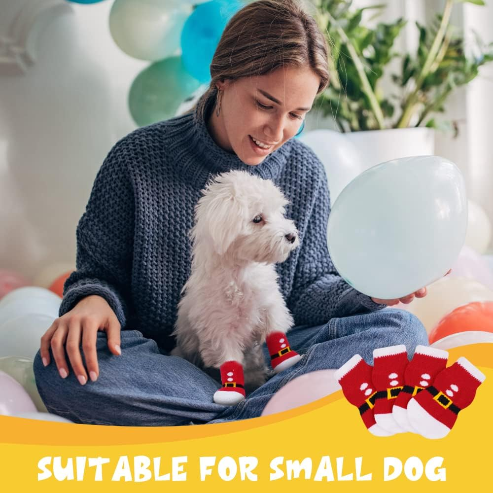 AUAUY anti Slip Dog Socks, Pet Paw Protector, Suitable for Small Medium Dogs and Cats Indoor Outdoor Walking (M-Pink) image number 1