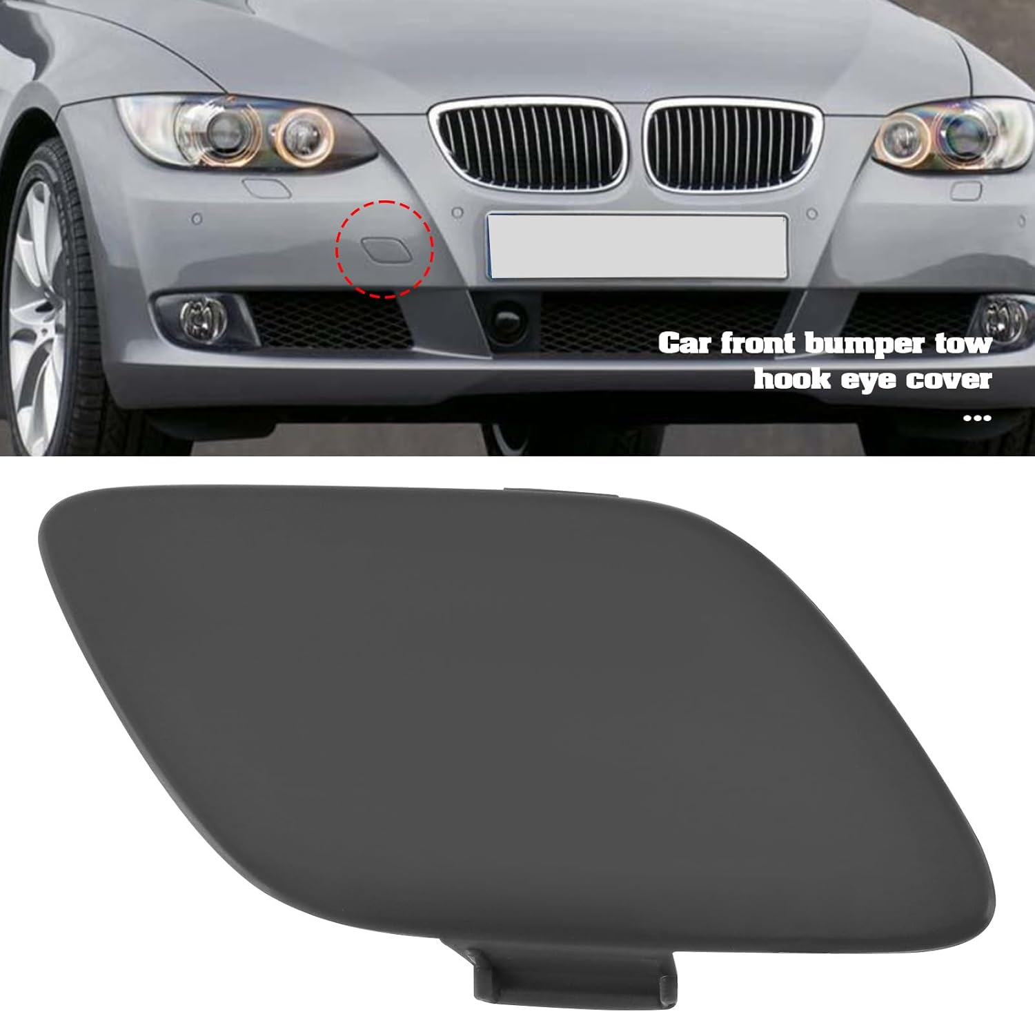 Front Basic Bumper Tow Hook Eye Cover Cap Compatible with BMW E92 E93 3-Series 2006-2009 328I 328Xi 335I 335Xi 2 Door, 51117187956 image number 1