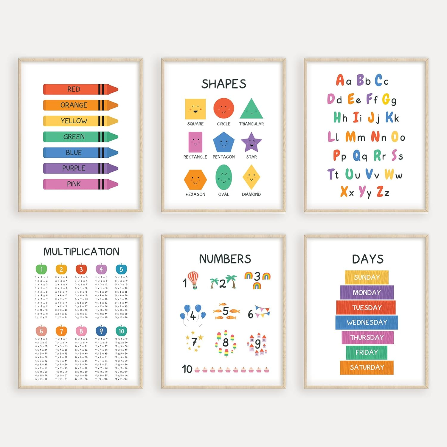 W.O.W.A - Set of 6 Inspirational Reading Quotes Wall Art for Kids' Spaces - Library Decor, Playroom Decorations, Nursery Wall Art, and Playroom Signs (8"X10", UNFRAMED)