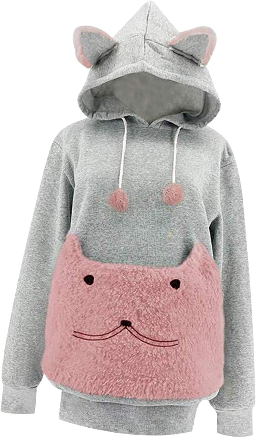 Perfeclan Pet Pouch Hoodie Dog Cat Holder Carrier Sweatshirt Fleece Big Pouch Pullover for Women