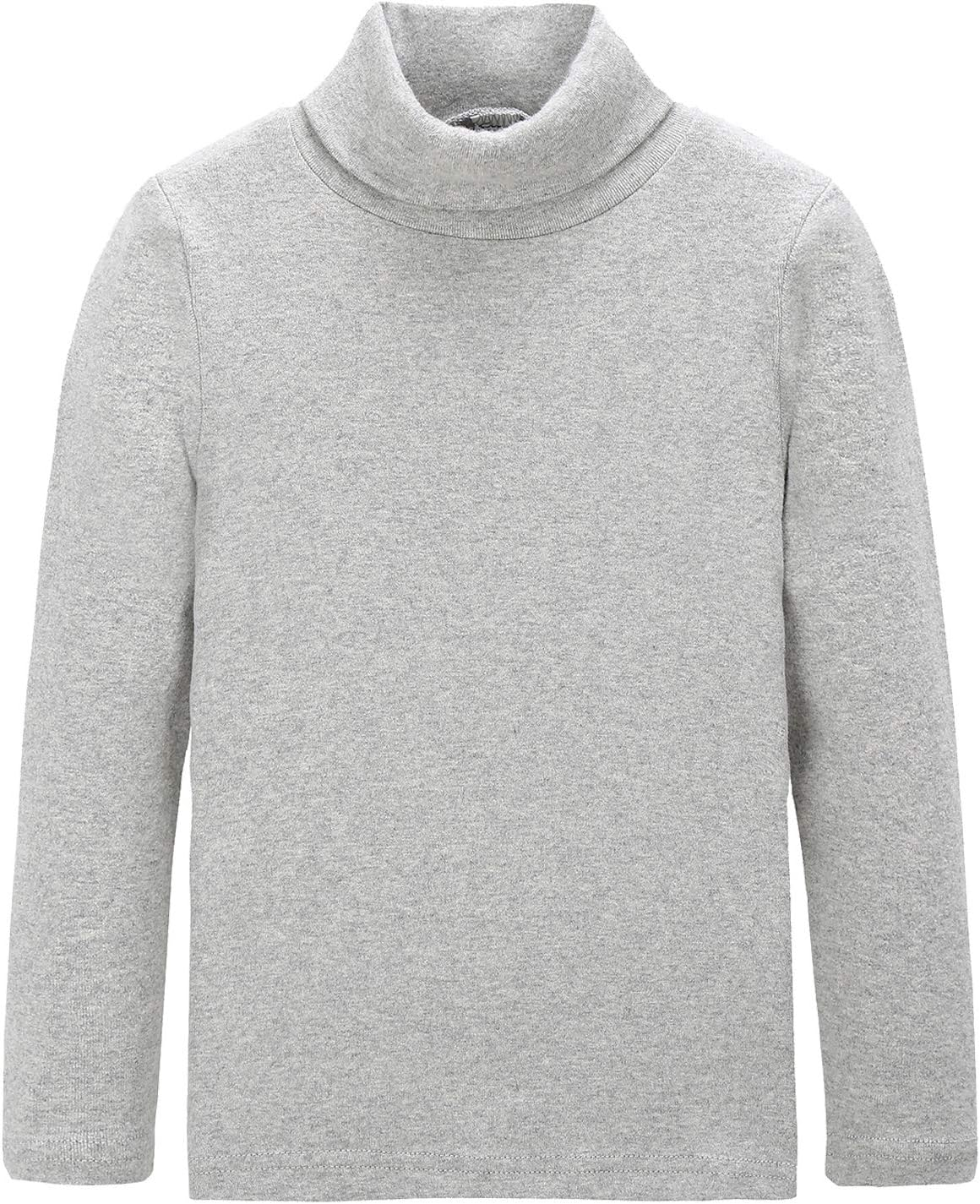 CUNYI Boys Girls Turtleneck Long Sleeve Soft Cotton T-Shirts Solid Color Warm Tee Tops image number 4