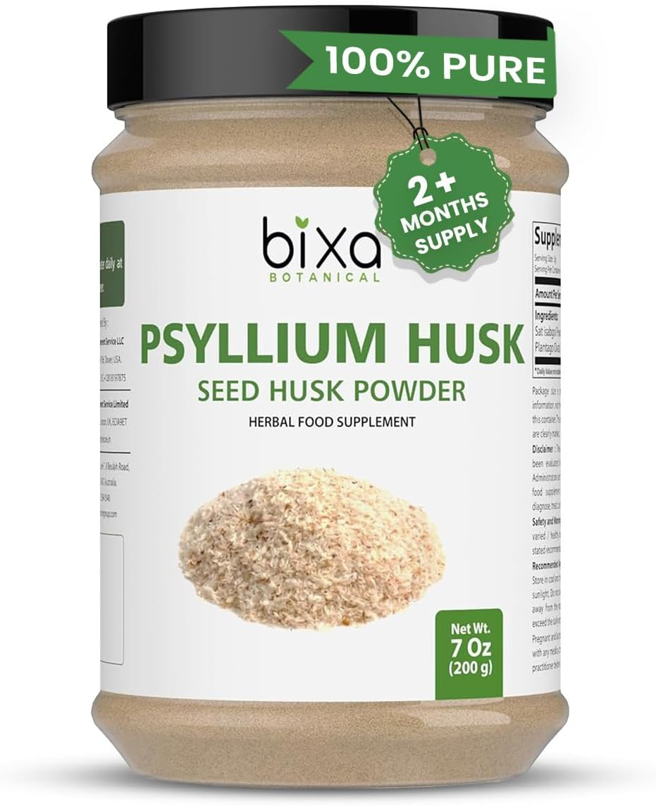 Bixa BOTANICAL Psyllium Husk Powder(Plantago Ovata) Daily Laxative Fibre, Natural Dietary Supplement, Maintains Gut(Intestinal) Motility & Eliminate Toxic Waste. Natural Safe Laxative with Fibres 200G