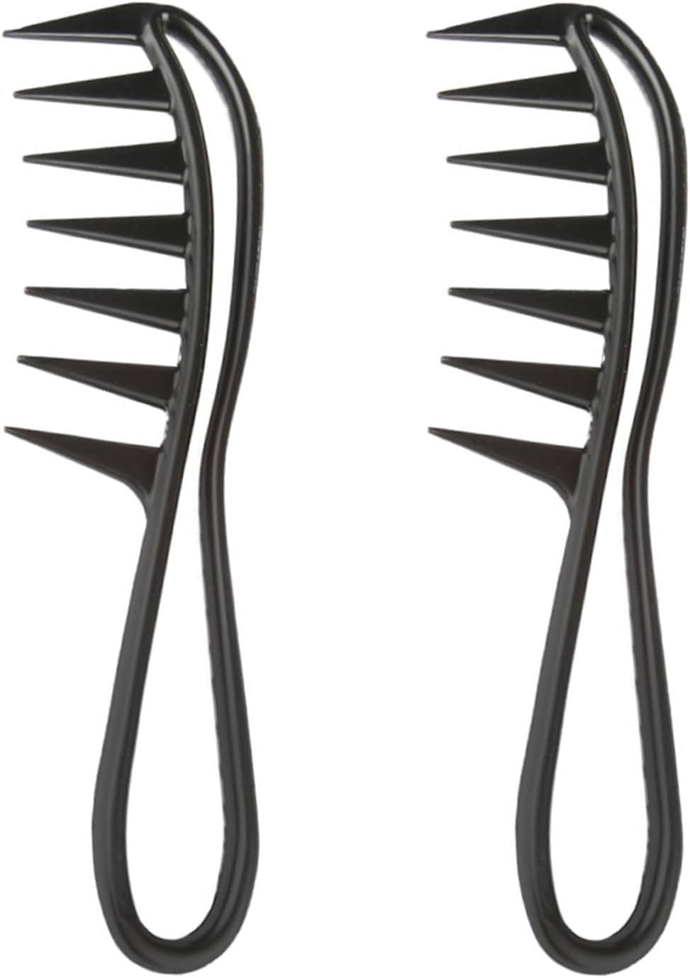Neoreser 2 Pieces Wide Tooth Comb with Handle Shark Tooth Combs Wide Curly Comb Comb Comb for All Types of Different Hair Types (Black) image number 1