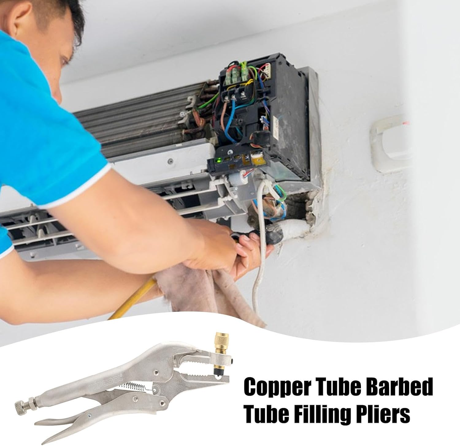 Refrigerant Recovery Piercing Tool, Air Conditioner Recovery Pliers, Hvac Refrigerant Recovery Tools, Steel Refrigerant Recovery Clamp 20Cm for Repair, Air Conditioner, Metal Color image number 5