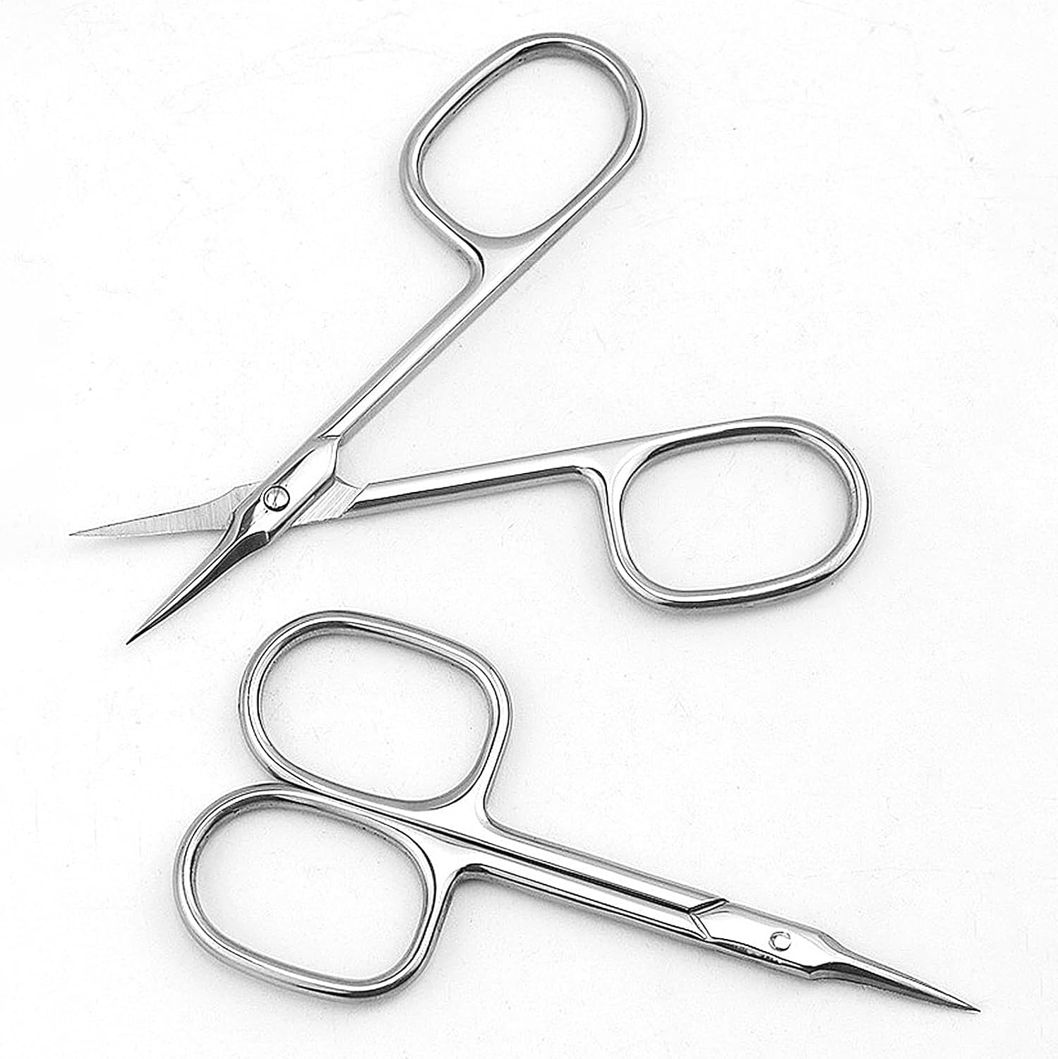Cuticle Scissors with Curved Sharp Tip, Portable Small Scissors Professional Cuticle Cutter, Multi-Purpose Russian Manicure Cuticle Trimmer for Eyebrow, Nail, Eyelash, Beards (Silver) image number 5