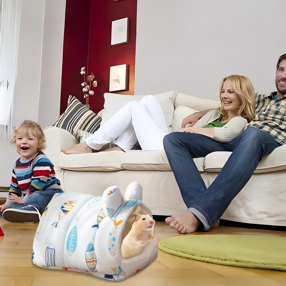 Cutitiuu 19 X 19 Cm Guinea Pig Bed, Hamster House, Warm Guinea Pig Bed, Guinea Pig Hideout, Washable, Small Animal Cave for Chinchilla, Hedgehog, Guinea Pigs, Guinea Pigs (Fish)