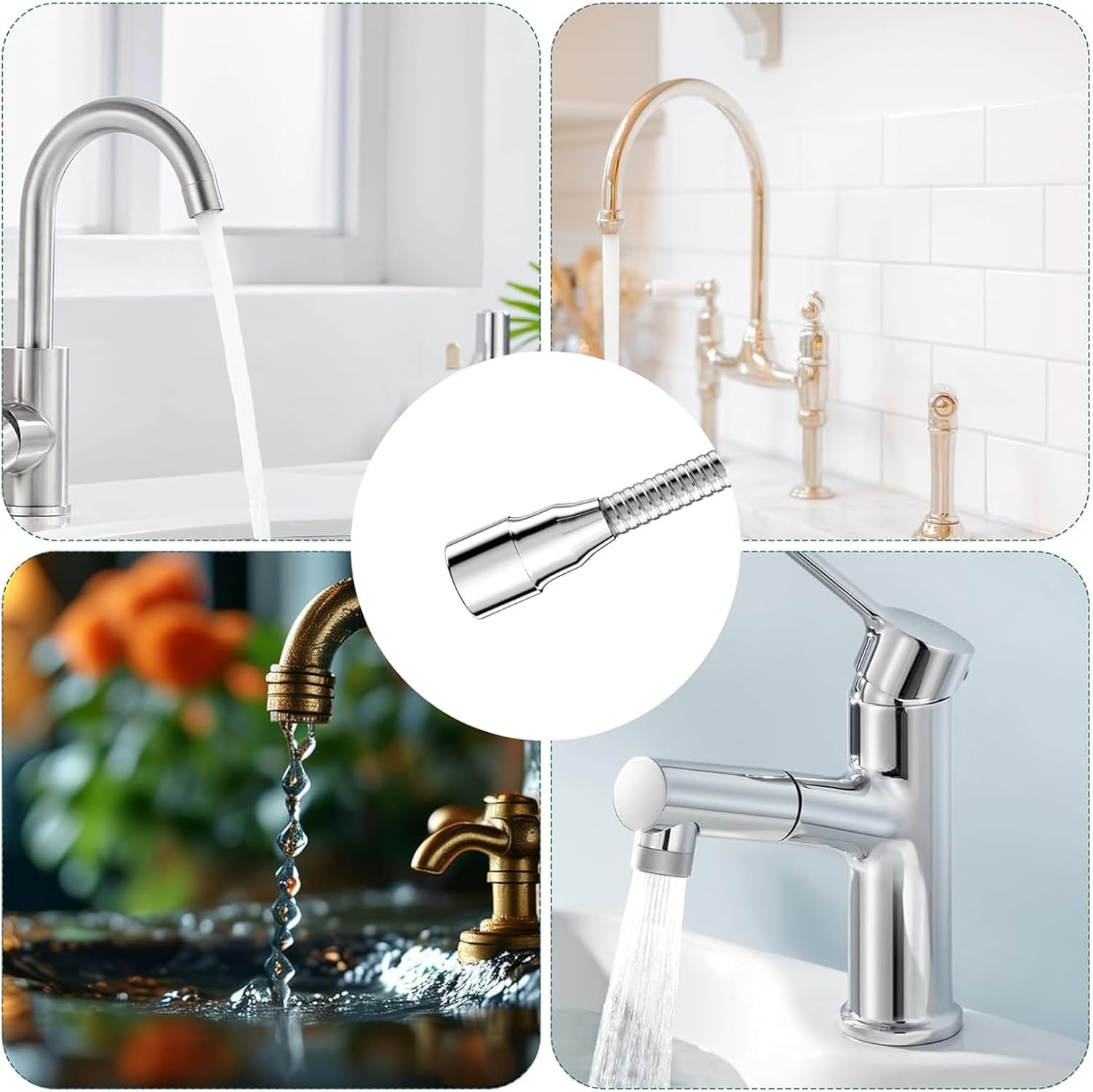 AIJOY Pack of 2 Universal 360&deg; Swivelling Faucet Extenders, 14 Cm Multifunctional Aerator for Effortless Kitchen & Sink Cleaning image number 4